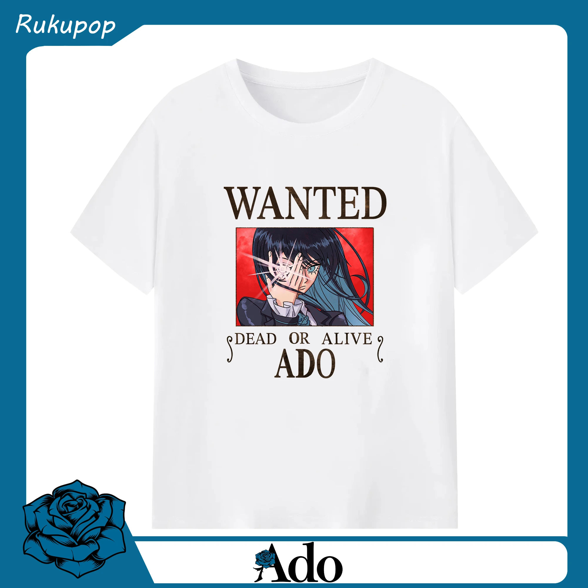 Ado×ワンピースAdoアド - 綿100％ 半袖Tシャツ ・ フロントプリント ・ 快適 通気性 ・ 日常使い 散歩 スポーツ用