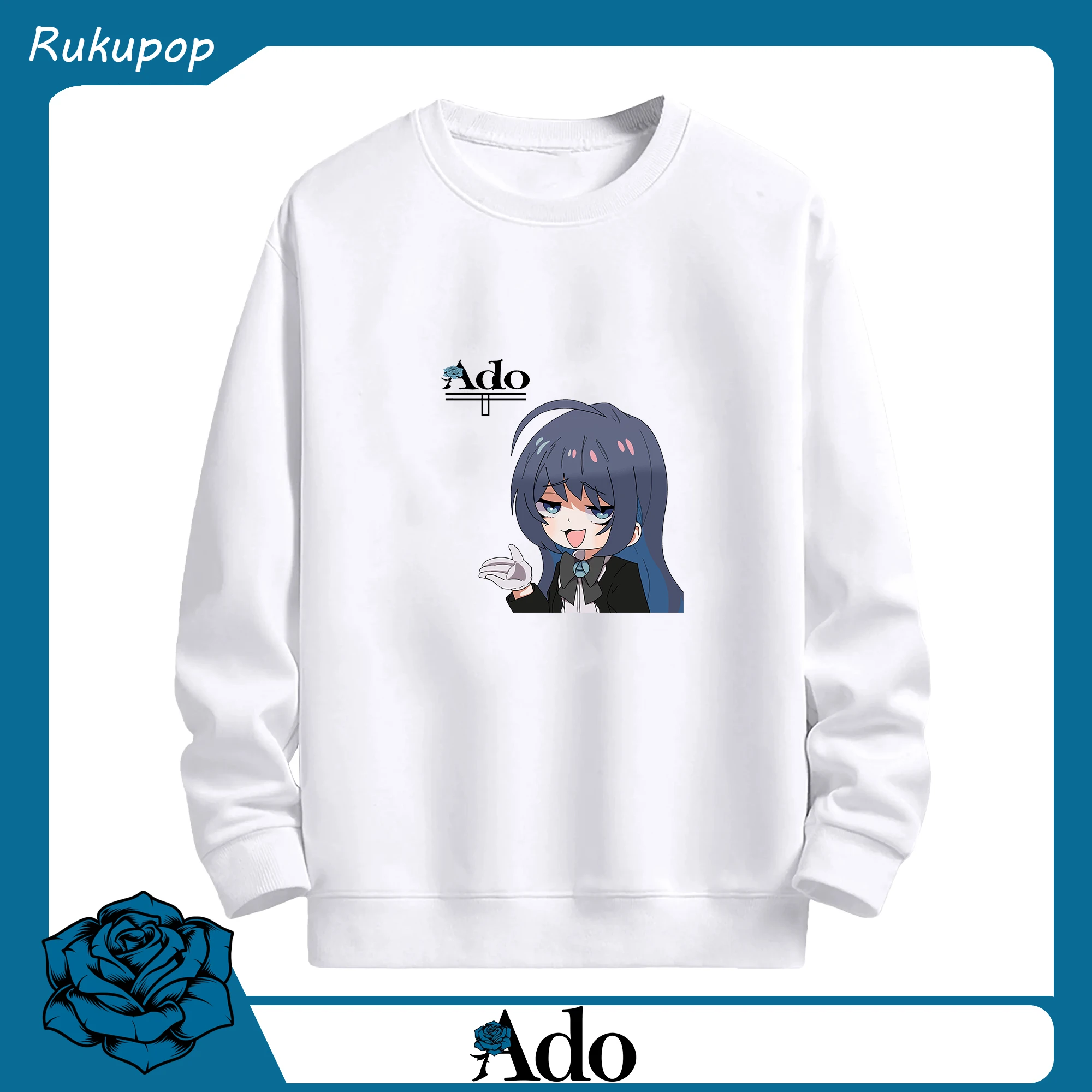 Adoアド激かわ美少女キャラ推しグッズ - 高品質 クルーネック スウェット ・ コットン59％ ポリエステル41％ ・ ユニセックス 長袖 トレーナー ・ カジュアル デイリー スポーツ 散歩用