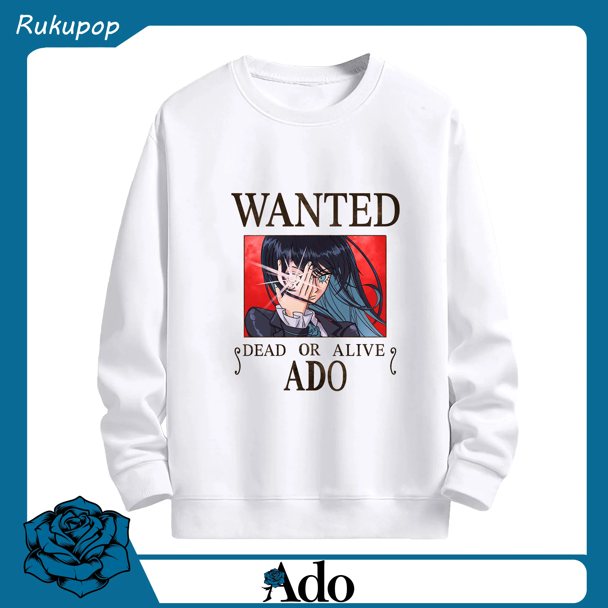 Ado×ワンピースAdoアド - 高品質 クルーネック スウェット ・ コットン59％ ポリエステル41％ ・ ユニセックス 長袖 トレーナー ・ カジュアル デイリー スポーツ 散歩用