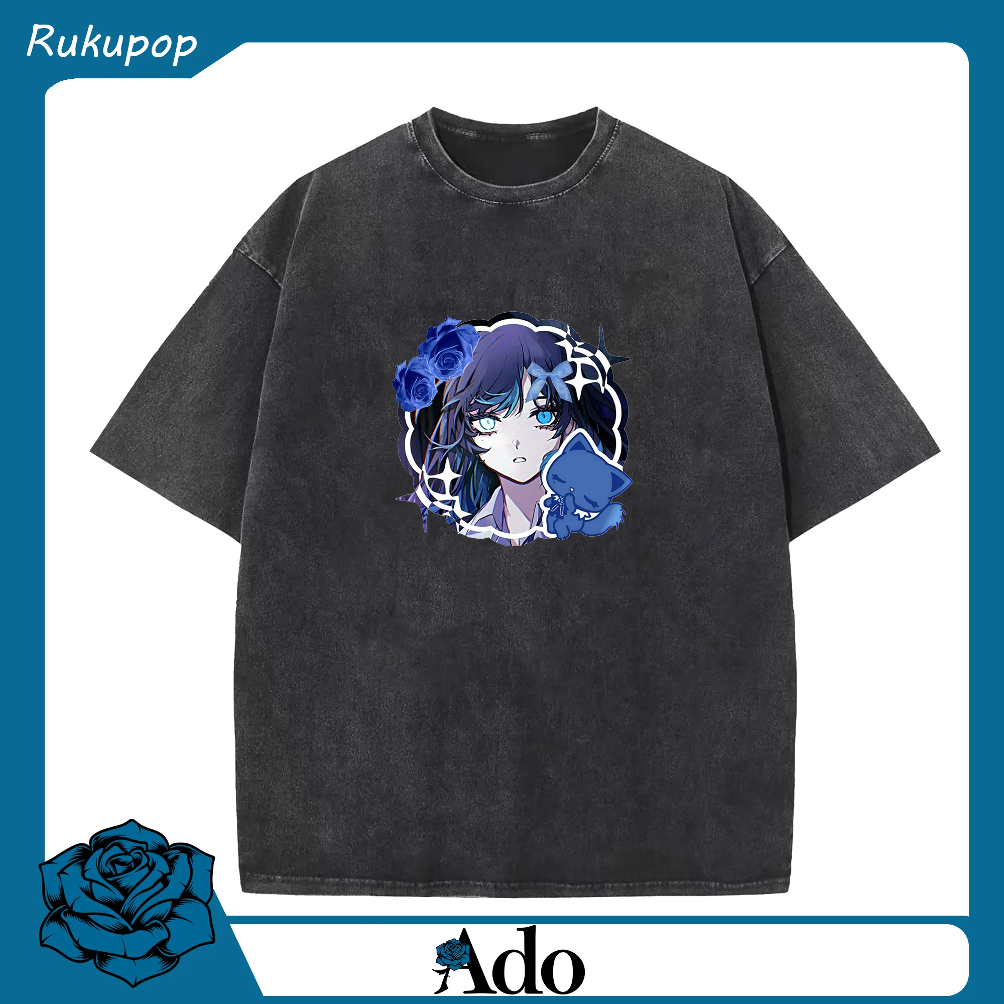 Adoアドねこ - 綿100％ ヴィンテージ風 半袖Tシャツ ・ フロントプリント ・ 柔らか肌触り ・ 通気性 快適 ・ スポーツ カジュアル 外出用