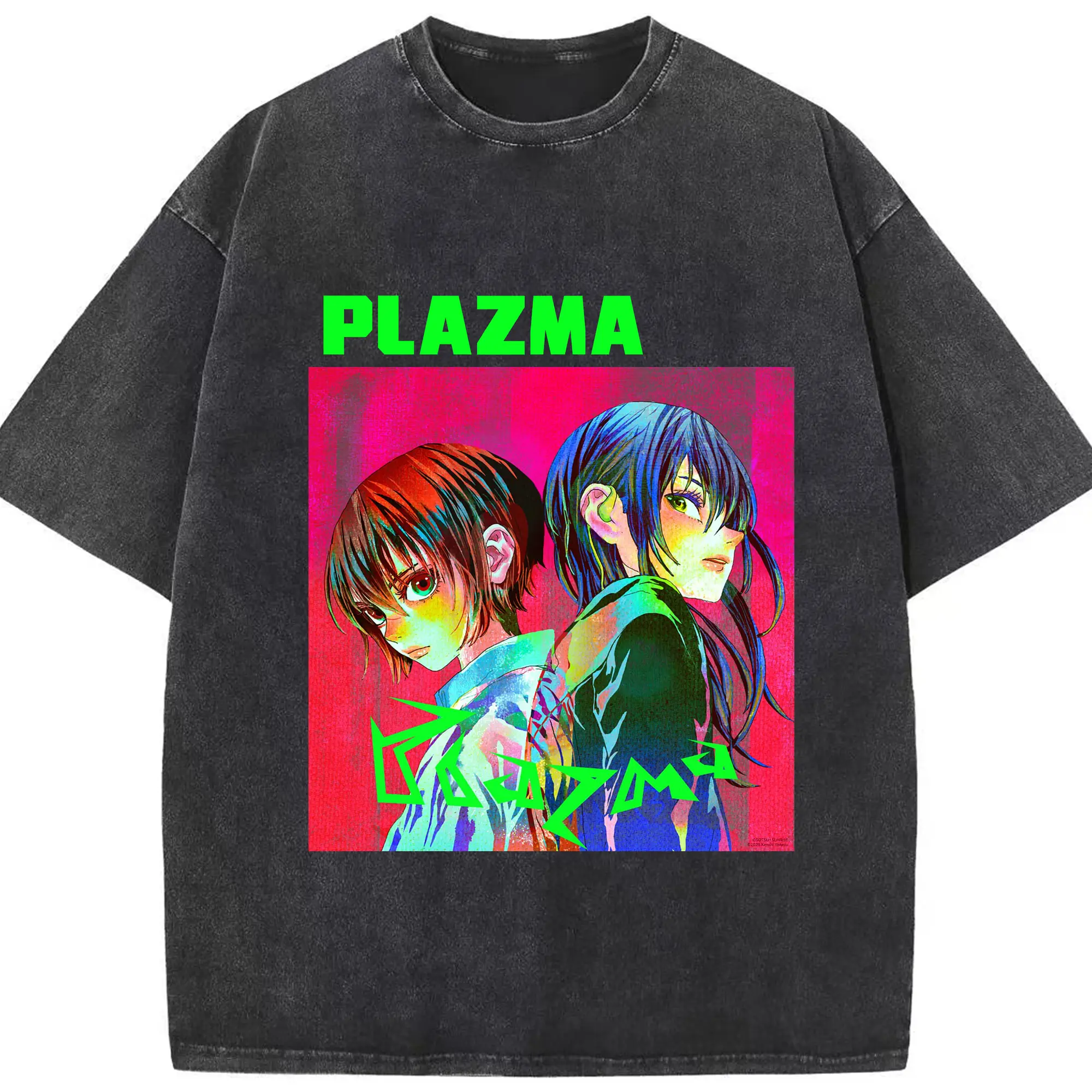 米津玄師 Plazma - 綿100％ ヴィンテージ風 半袖Tシャツ ・ フロントプリント ・ 柔らか肌触り ・ 通気性 快適 ・ スポーツ カジュアル 外出用
