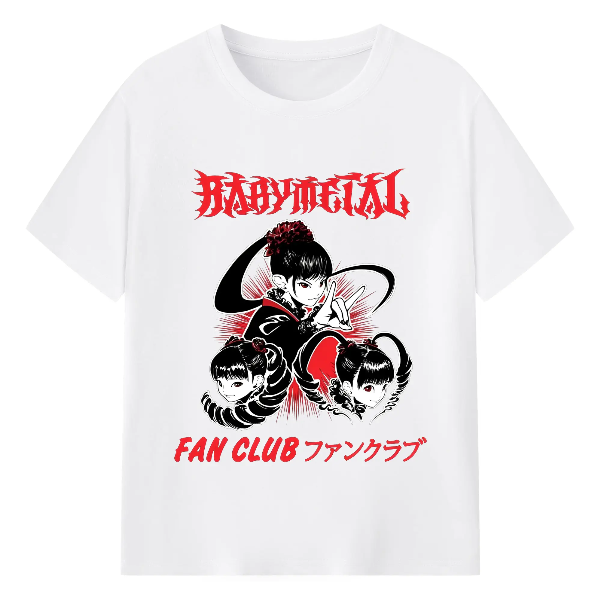 ベビーメタル　BABYMETALFAN CLUB フアンクラブ - 綿100％ 半袖Tシャツ ・ フロントプリント ・ 快適 通気性 ・ 日常使い 散歩 スポーツ用