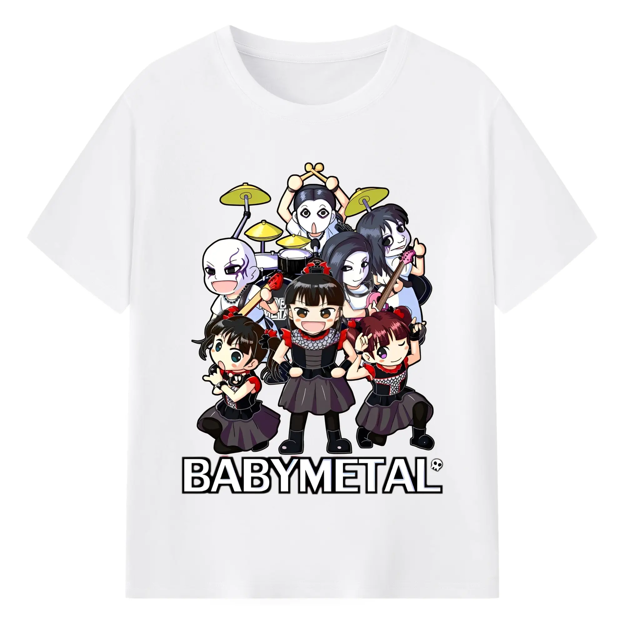 ベビーメタル　BABYMETALfanart - 綿100％ 半袖Tシャツ ・ フロントプリント ・ 快適 通気性 ・ 日常使い 散歩 スポーツ用