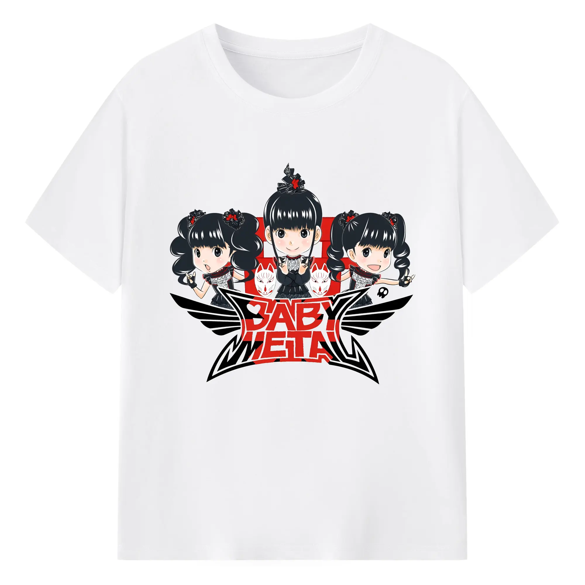 ベビーメタル　BABYMETAL限定 - 綿100％ 半袖Tシャツ ・ フロントプリント ・ 快適 通気性 ・ 日常使い 散歩 スポーツ用