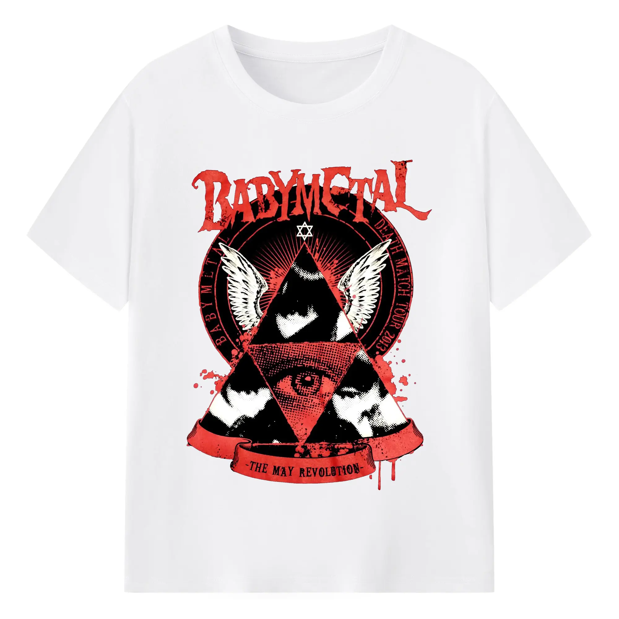 ベビーメタル　BABYMETAL May Revolution - 綿100％ 半袖Tシャツ ・ フロントプリント ・ 快適 通気性 ・ 日常使い 散歩 スポーツ用