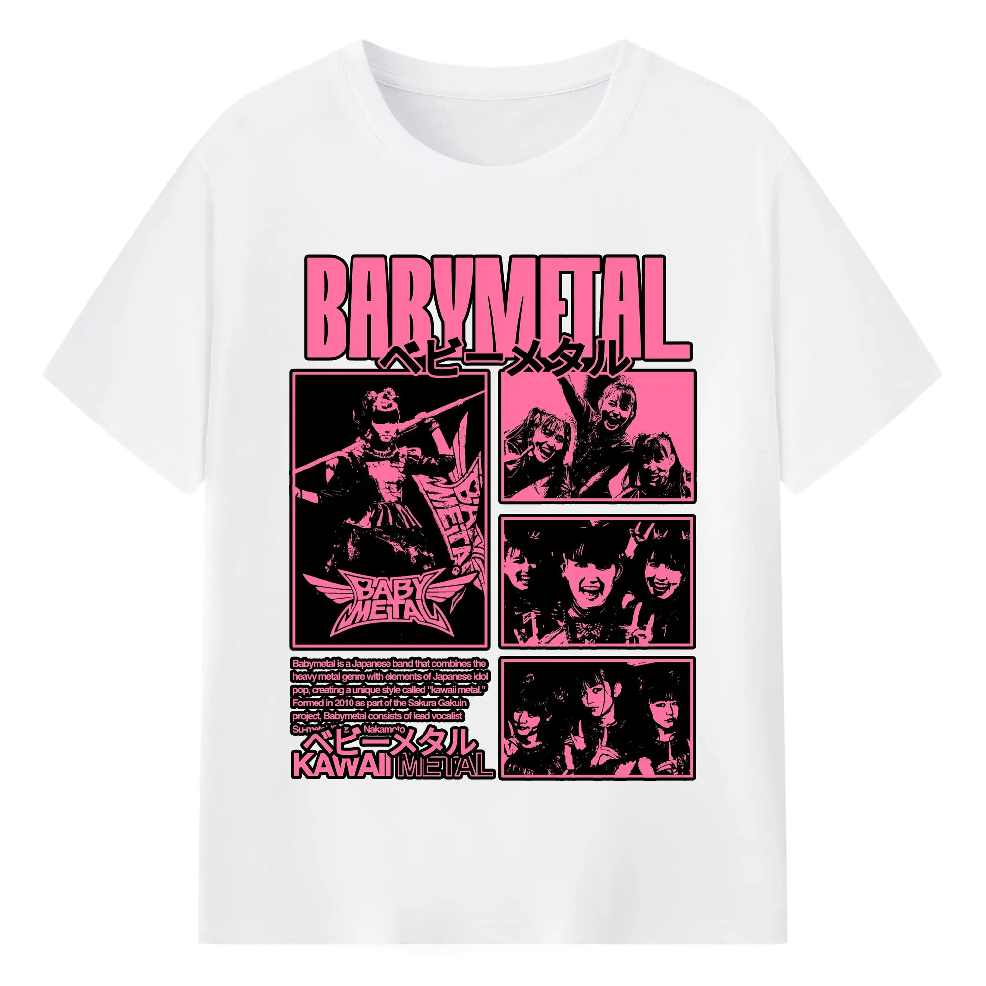 ベビーメタル　BABYMETALグッズ - 綿100％ 半袖Tシャツ ・ フロントプリント ・ 快適 通気性 ・ 日常使い 散歩 スポーツ用