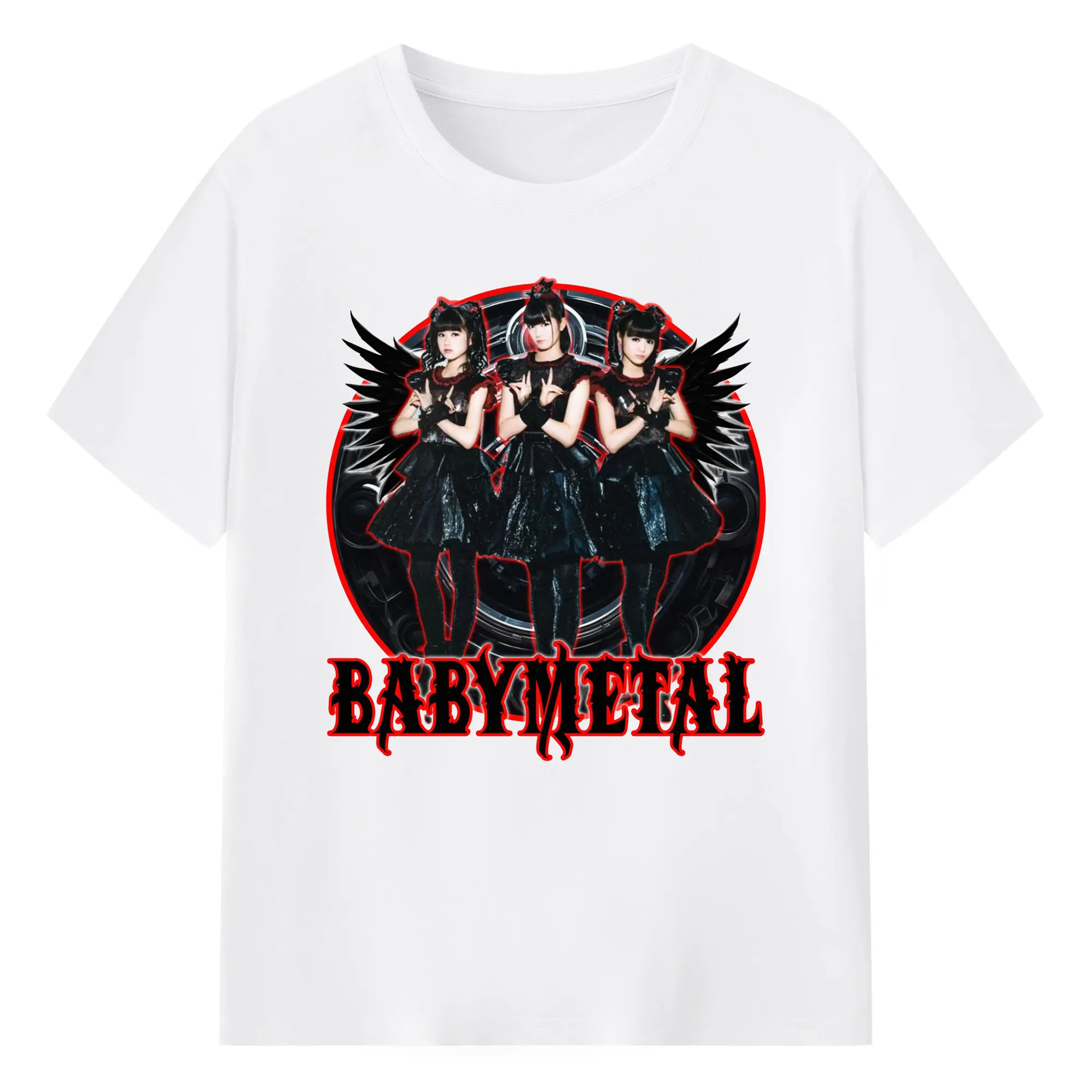 ベビーメタル　BABYMETAL - 綿100％ 半袖Tシャツ ・ フロントプリント ・ 快適 通気性 ・ 日常使い 散歩 スポーツ用