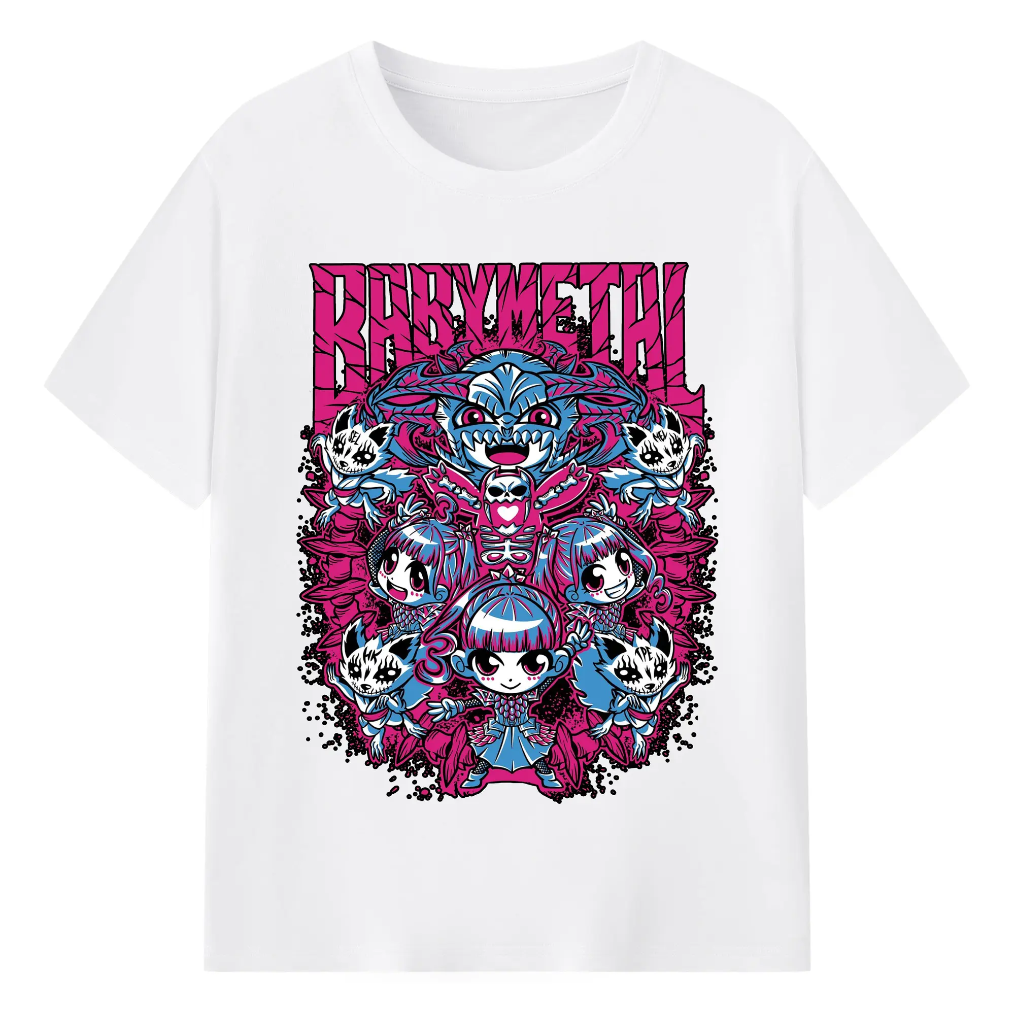 ベビーメタル　BABYMETAL限定 - 綿100％ 半袖Tシャツ ・ フロントプリント ・ 快適 通気性 ・ 日常使い 散歩 スポーツ用