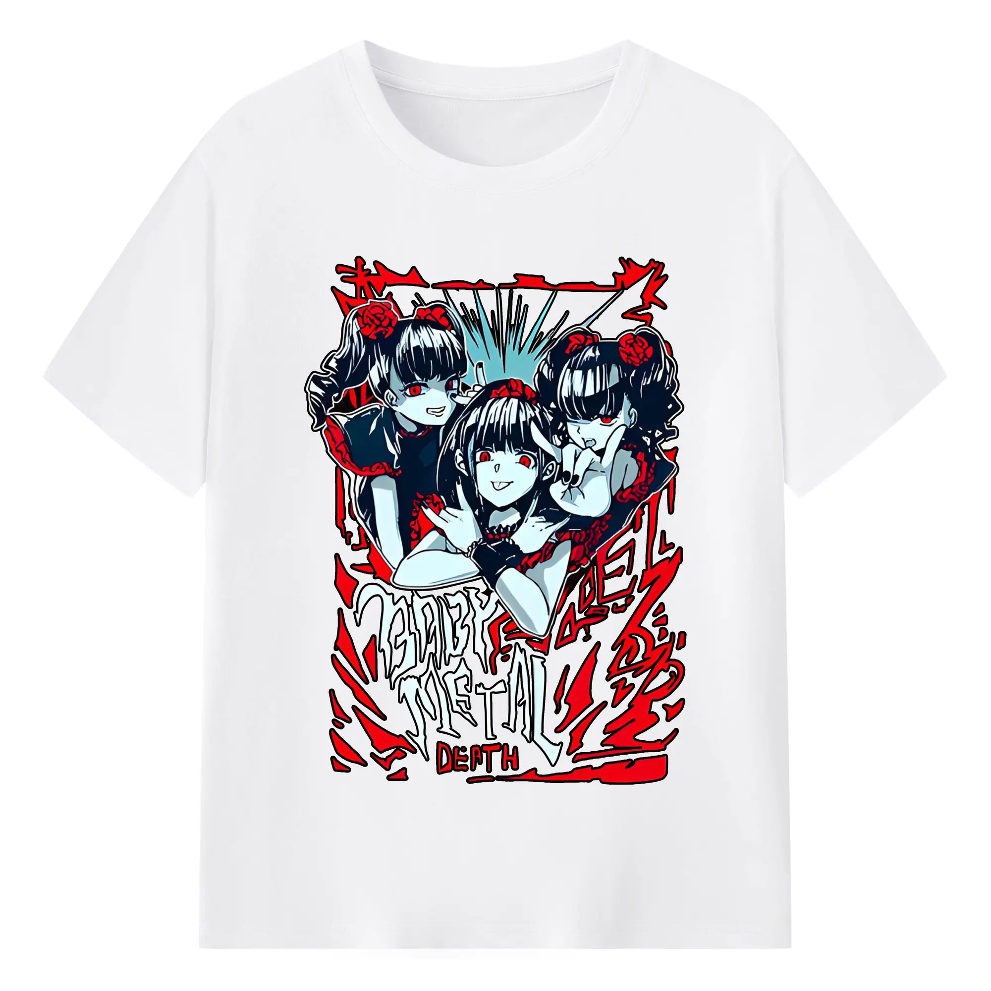 ベビーメタル　BABYMETALDeath - 綿100％ 半袖Tシャツ ・ フロントプリント ・ 快適 通気性 ・ 日常使い 散歩 スポーツ用