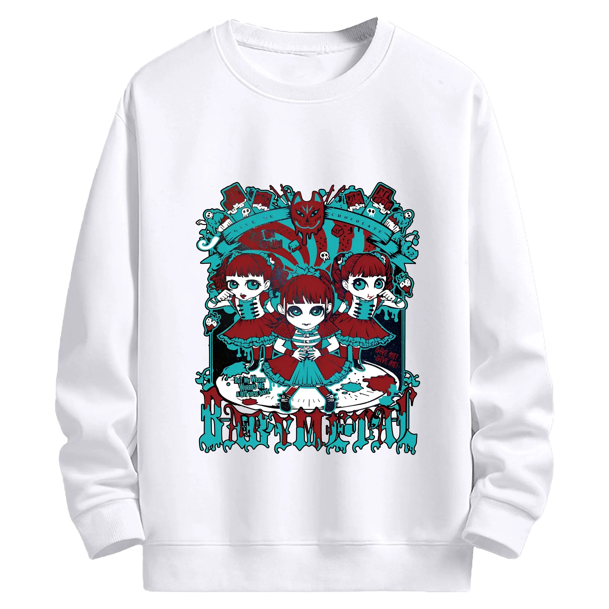 ベビーメタル ギミチョコBABYMETAL　ロックバンド - 高品質 クルーネック スウェット ・ コットン59％ ポリエステル41％ ・ ユニセックス 長袖 トレーナー ・ カジュアル デイリー スポーツ 散歩用