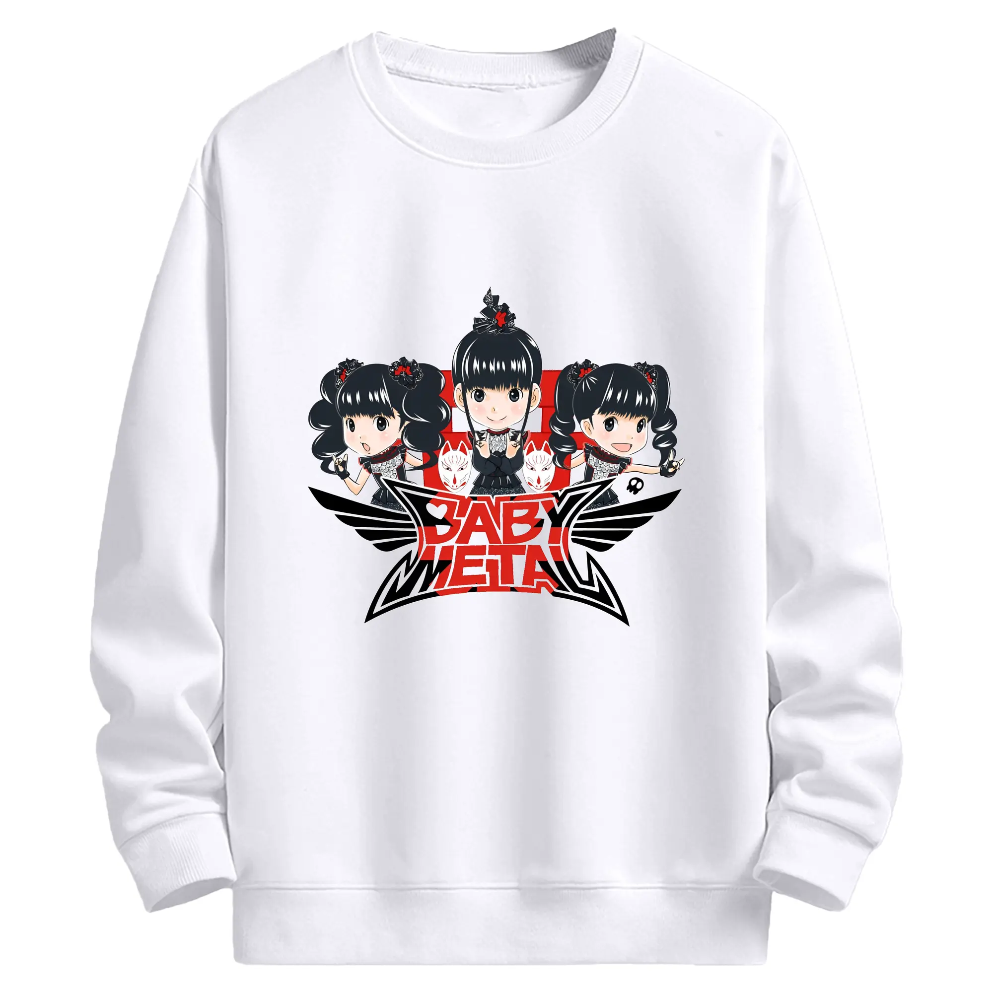 ベビーメタル　BABYMETAL限定 - 高品質 クルーネック スウェット ・ コットン59％ ポリエステル41％ ・ ユニセックス 長袖 トレーナー ・ カジュアル デイリー スポーツ 散歩用