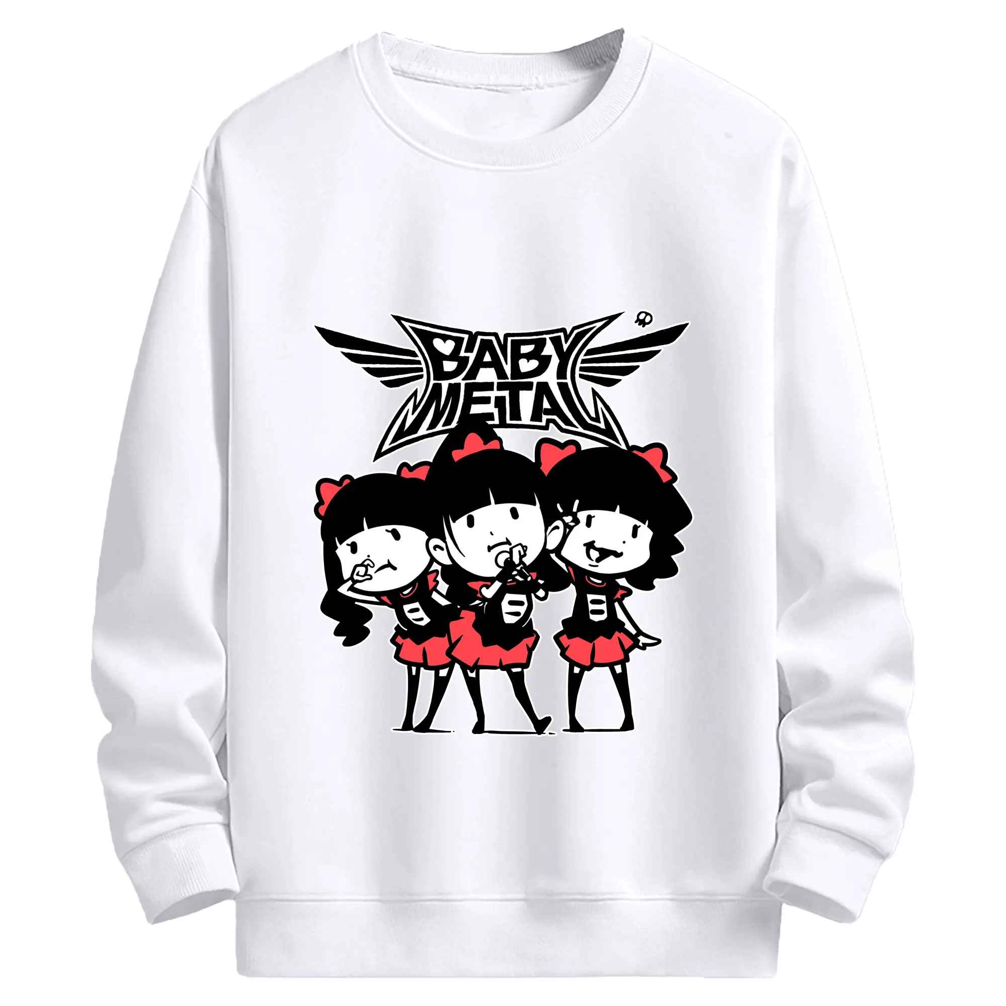 BABYMETAL ライブ - 高品質 クルーネック スウェット ・ コットン59％ ポリエステル41％ ・ ユニセックス 長袖 トレーナー ・ カジュアル デイリー スポーツ 散歩用