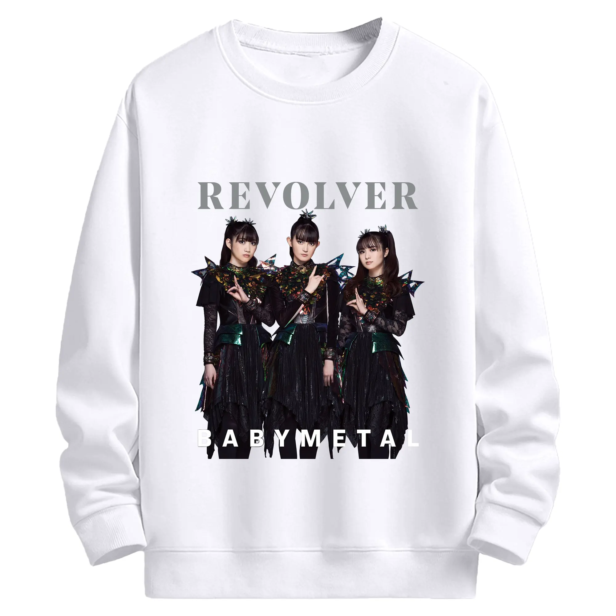 ベビーメタル　BABYMETAL&REVOLVER - 高品質 クルーネック スウェット ・ コットン59％ ポリエステル41％ ・ ユニセックス 長袖 トレーナー ・ カジュアル デイリー スポーツ 散歩用