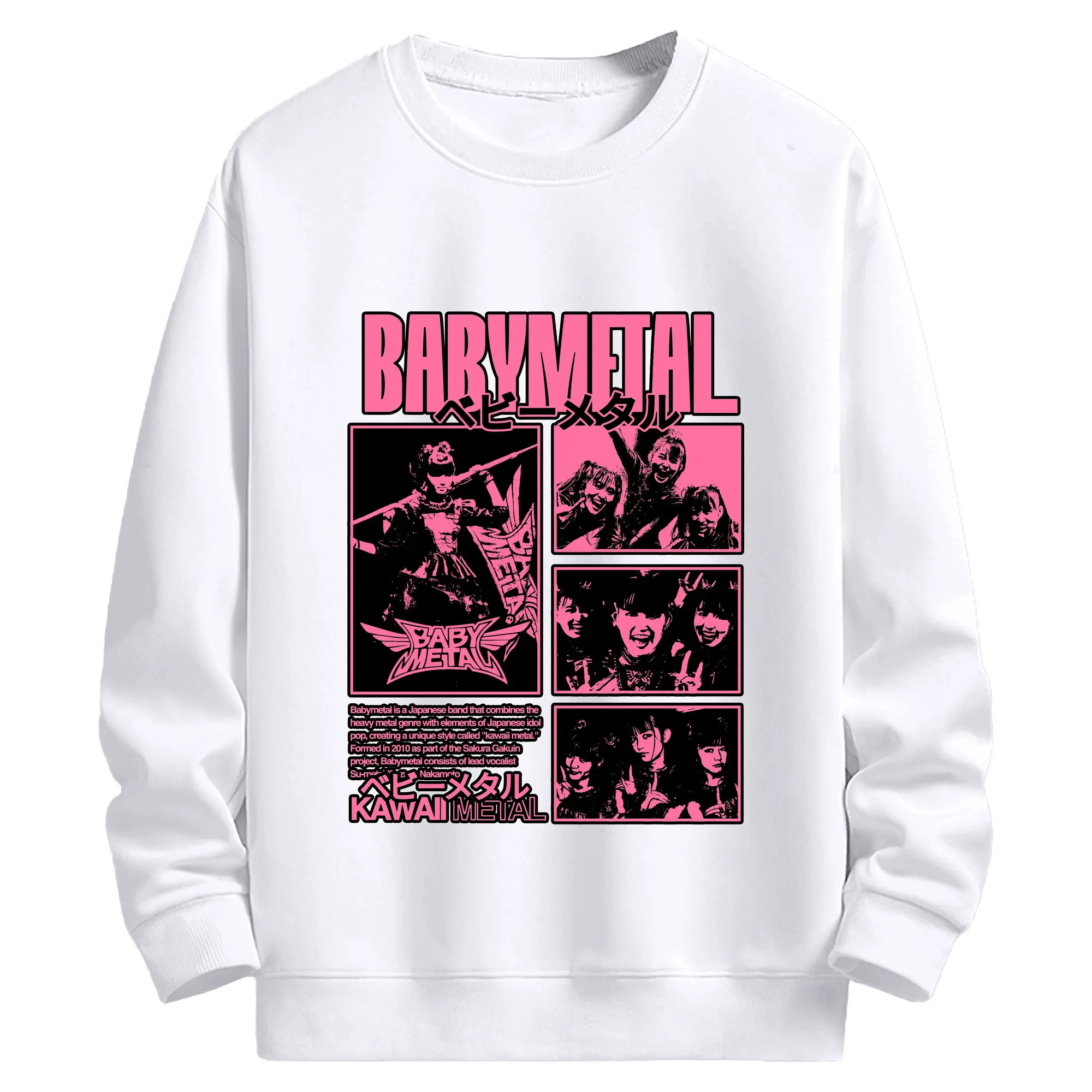 ベビーメタル　BABYMETALグッズ - 高品質 クルーネック スウェット ・ コットン59％ ポリエステル41％ ・ ユニセックス 長袖 トレーナー ・ カジュアル デイリー スポーツ 散歩用