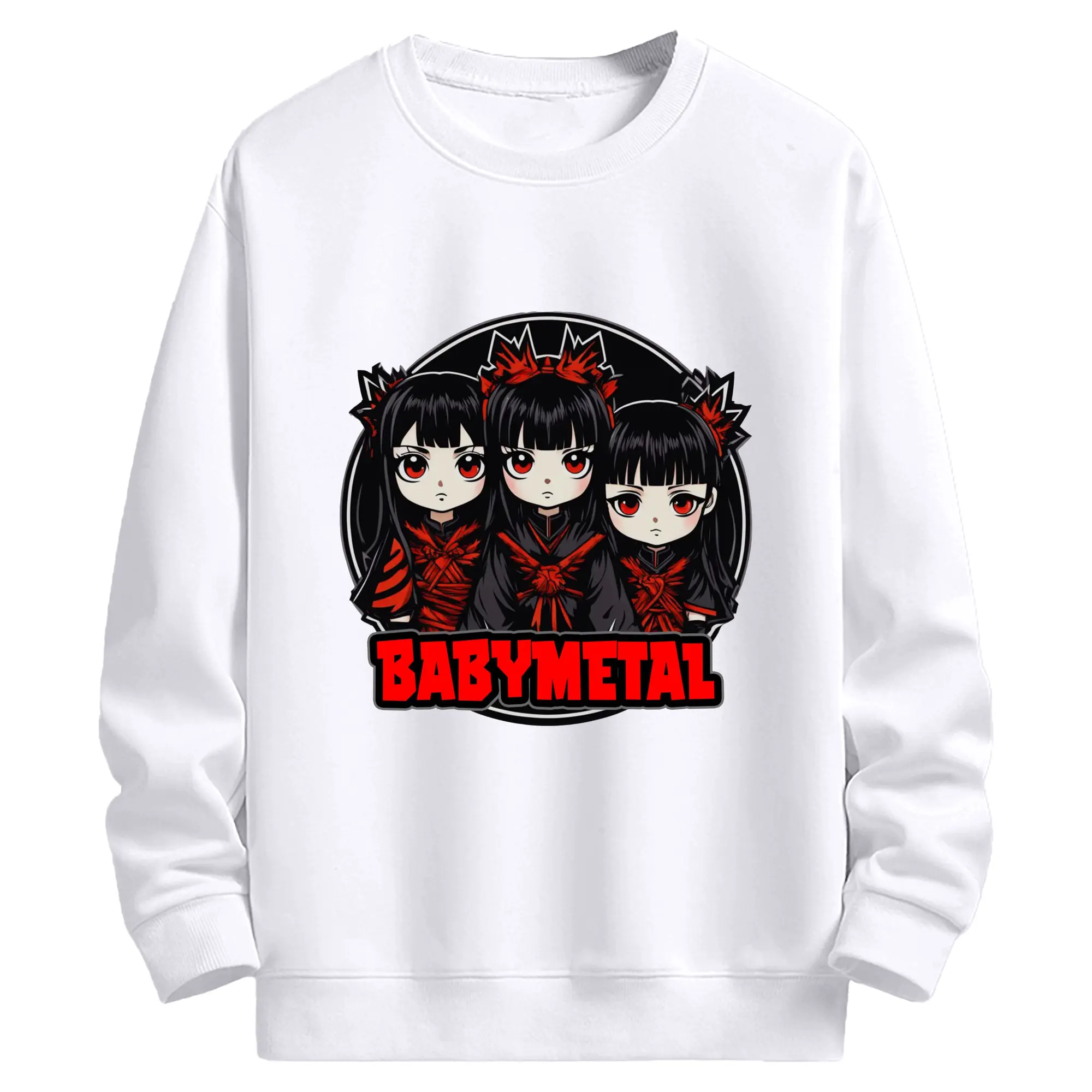 ベビーメタル　BABYMETALグッズ - 高品質 クルーネック スウェット ・ コットン59％ ポリエステル41％ ・ ユニセックス 長袖 トレーナー ・ カジュアル デイリー スポーツ 散歩用
