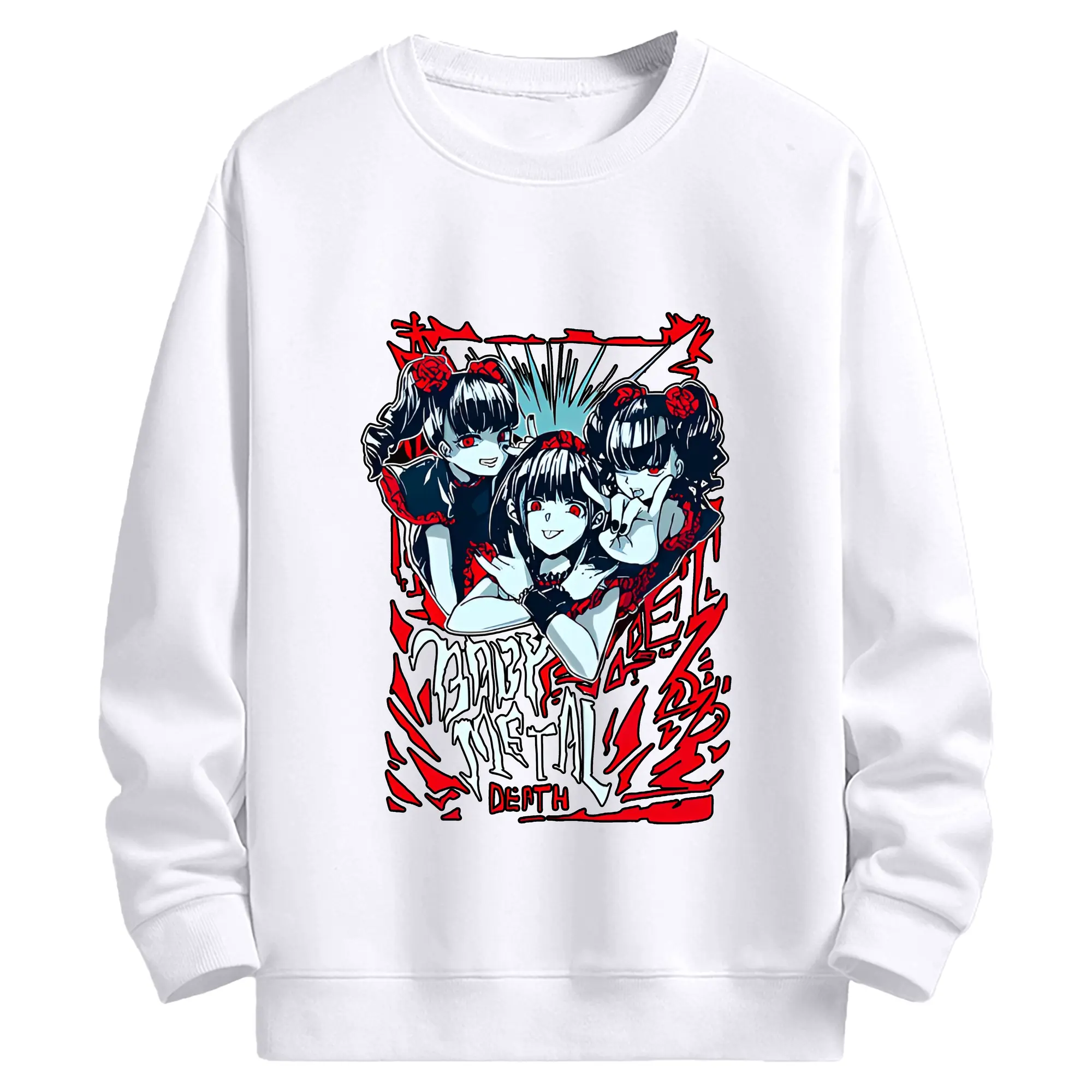 ベビーメタル　BABYMETALDeath - 高品質 クルーネック スウェット ・ コットン59％ ポリエステル41％ ・ ユニセックス 長袖 トレーナー ・ カジュアル デイリー スポーツ 散歩用