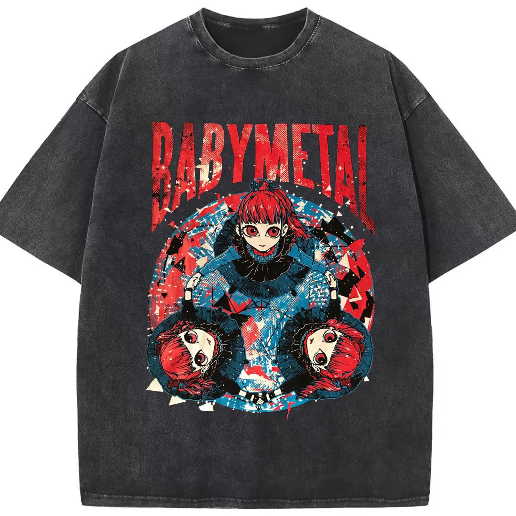 ベビーメタルBABYMETAL 2016年東京ドームツアー - 綿100％ ヴィンテージ風 半袖Tシャツ ・ フロントプリント ・ 柔らか肌触り ・ 通気性 快適 ・ スポーツ カジュアル 外出用