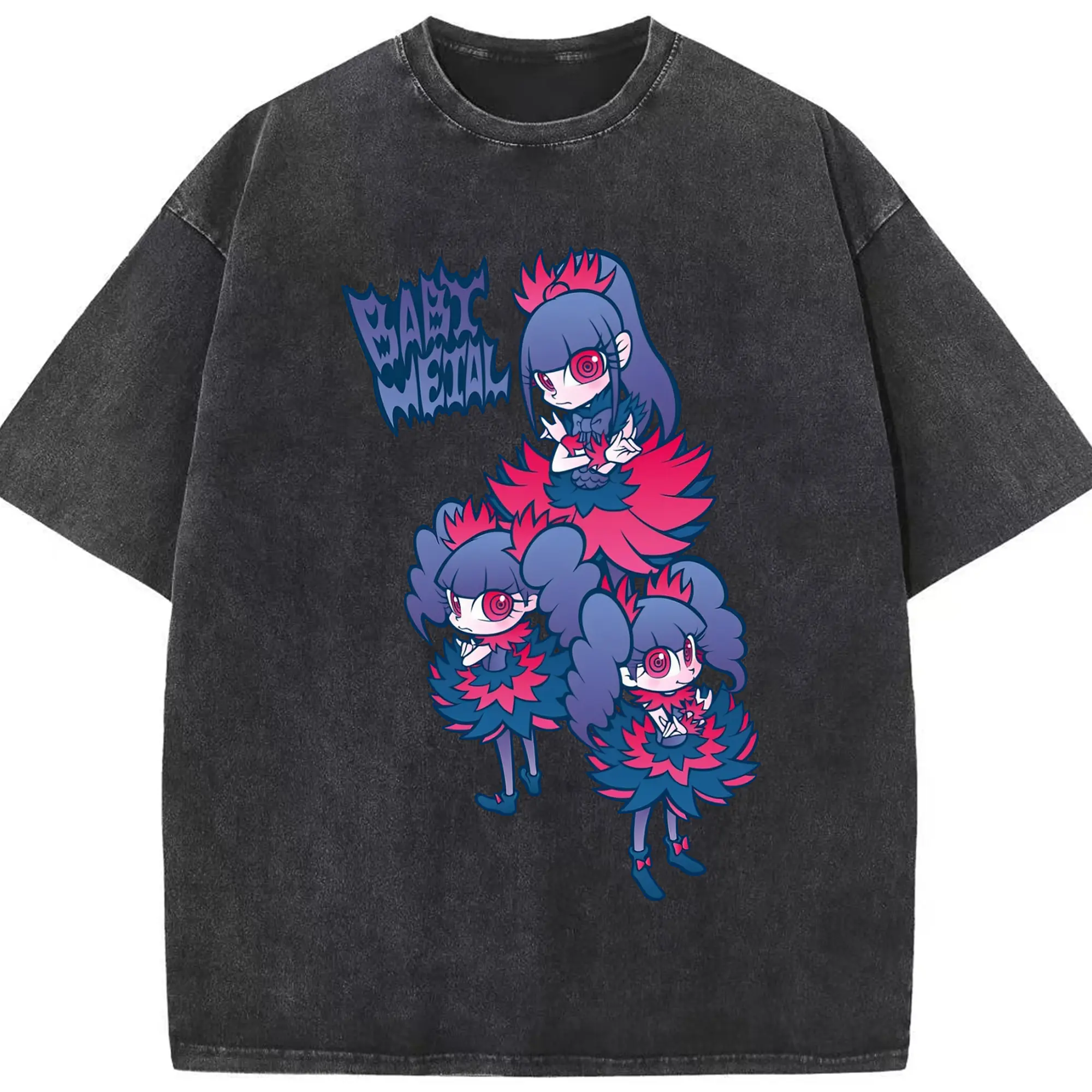 ベビーメタル　BABYMETAL - 綿100％ ヴィンテージ風 半袖Tシャツ ・ フロントプリント ・ 柔らか肌触り ・ 通気性 快適 ・ スポーツ カジュアル 外出用