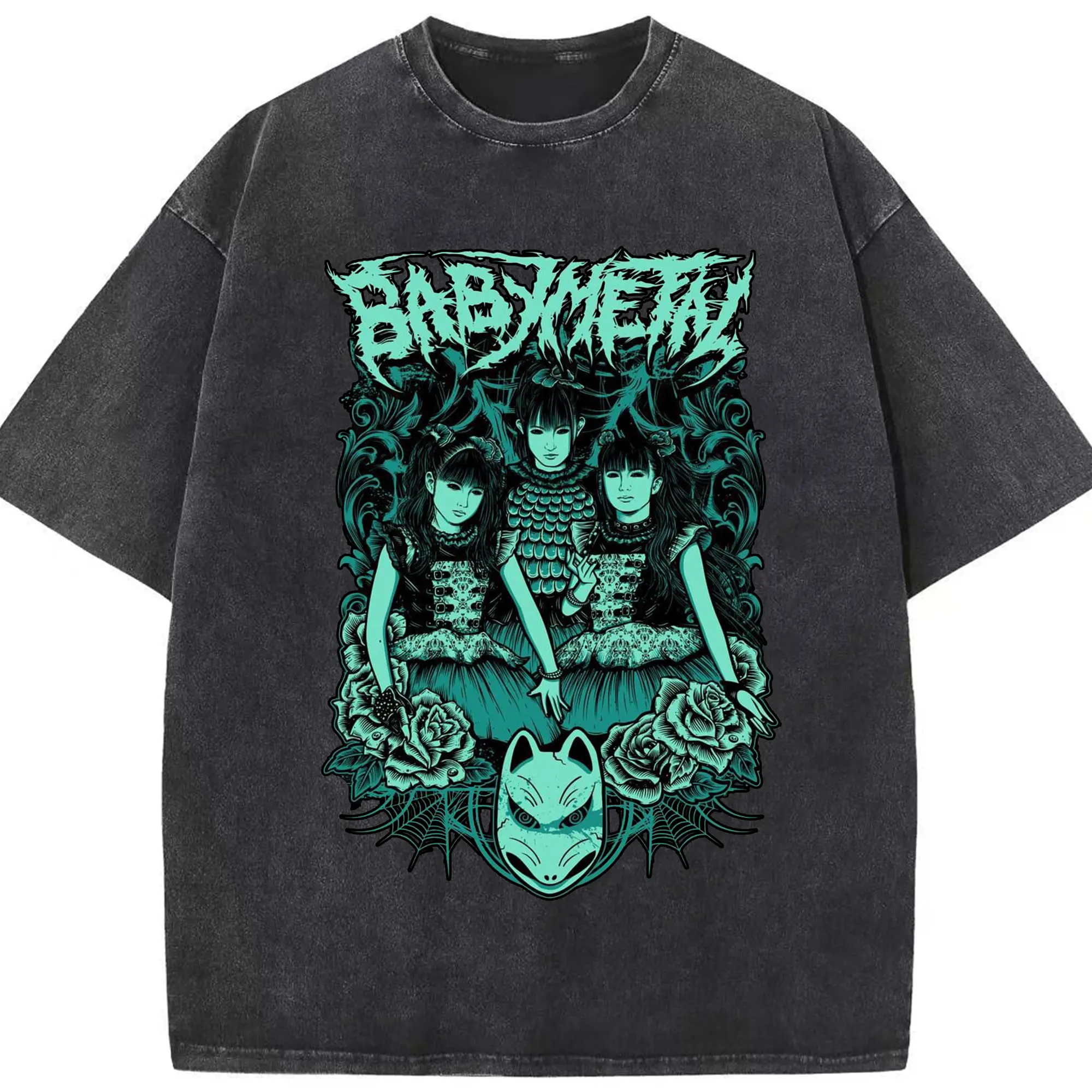 ベビーメタル　BABYMETAL - 綿100％ ヴィンテージ風 半袖Tシャツ ・ フロントプリント ・ 柔らか肌触り ・ 通気性 快適 ・ スポーツ カジュアル 外出用