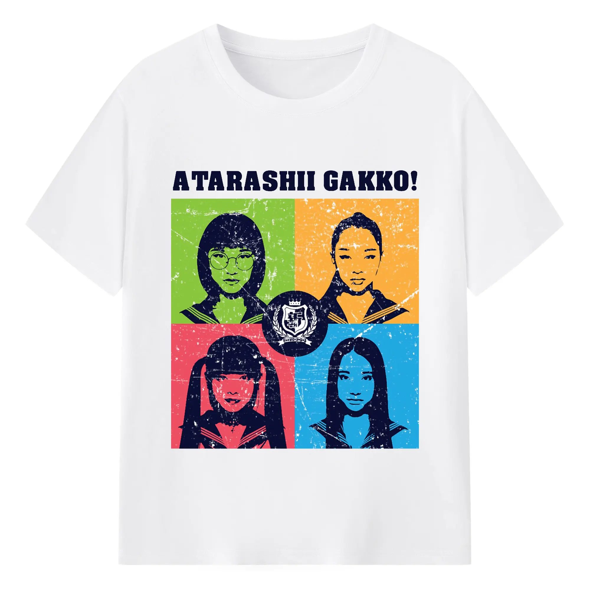 新しい学校のリーダーズAtarashii Gakko!プリクラ - 綿100％ 半袖Tシャツ ・ フロントプリント ・ 快適 通気性 ・ 日常使い 散歩 スポーツ用