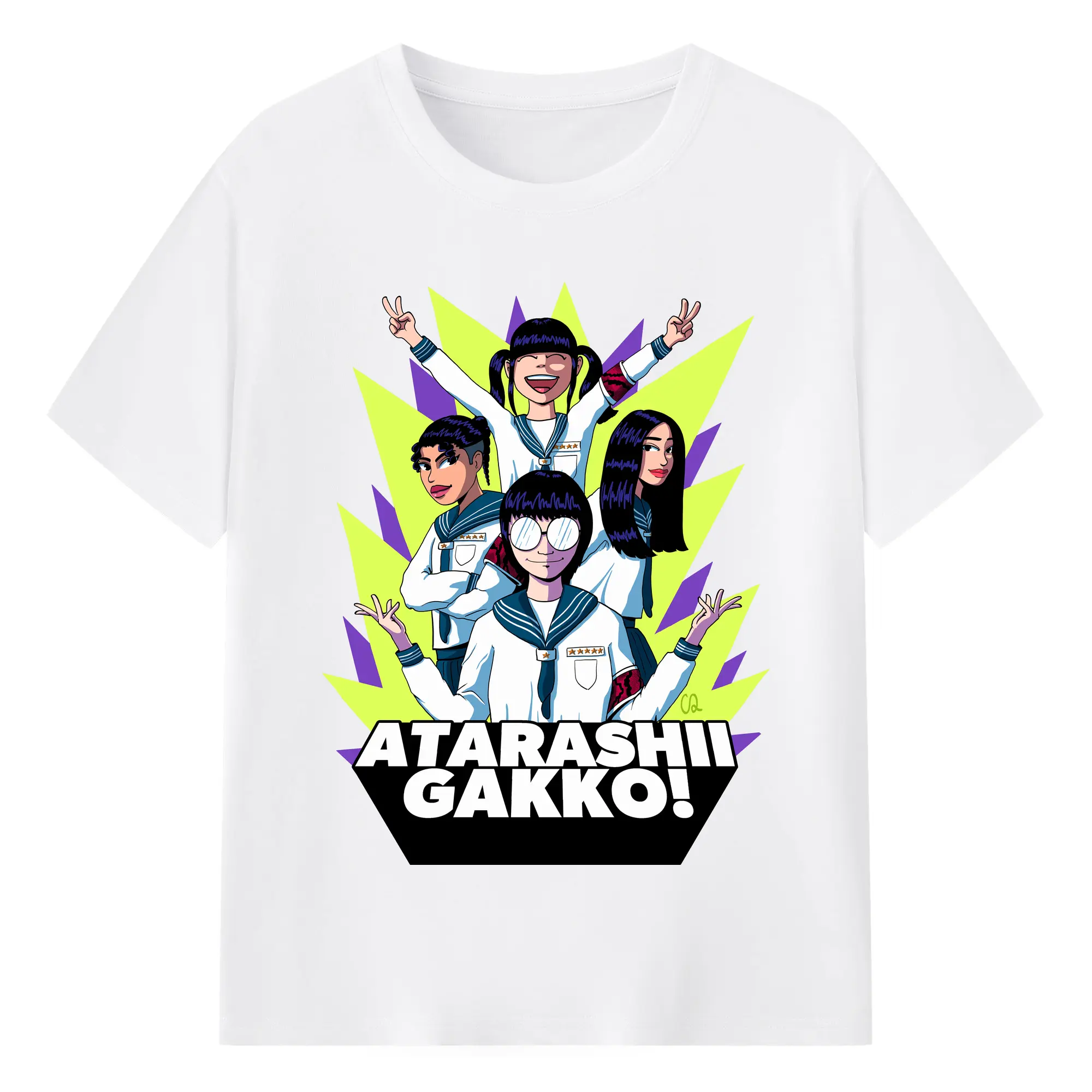新しい学校のリーダーズAtarashii Gakko!新しい学校の青春部 - 綿100％ 半袖Tシャツ ・ フロントプリント ・ 快適 通気性 ・ 日常使い 散歩 スポーツ用
