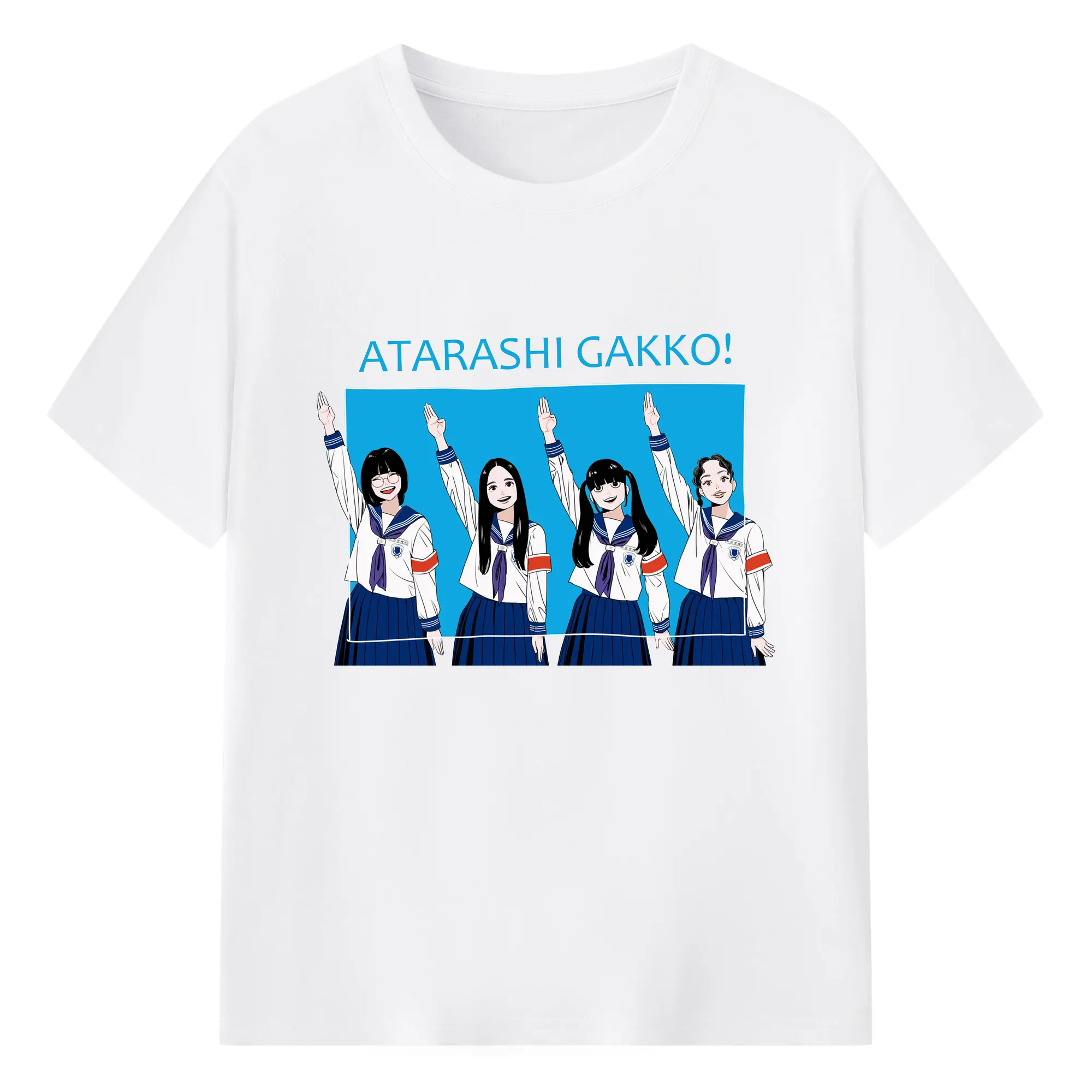 AG!新しい学校のリーダーズAtarashii Gakko! - 綿100％ 半袖Tシャツ ・ フロントプリント ・ 快適 通気性 ・ 日常使い 散歩 スポーツ用