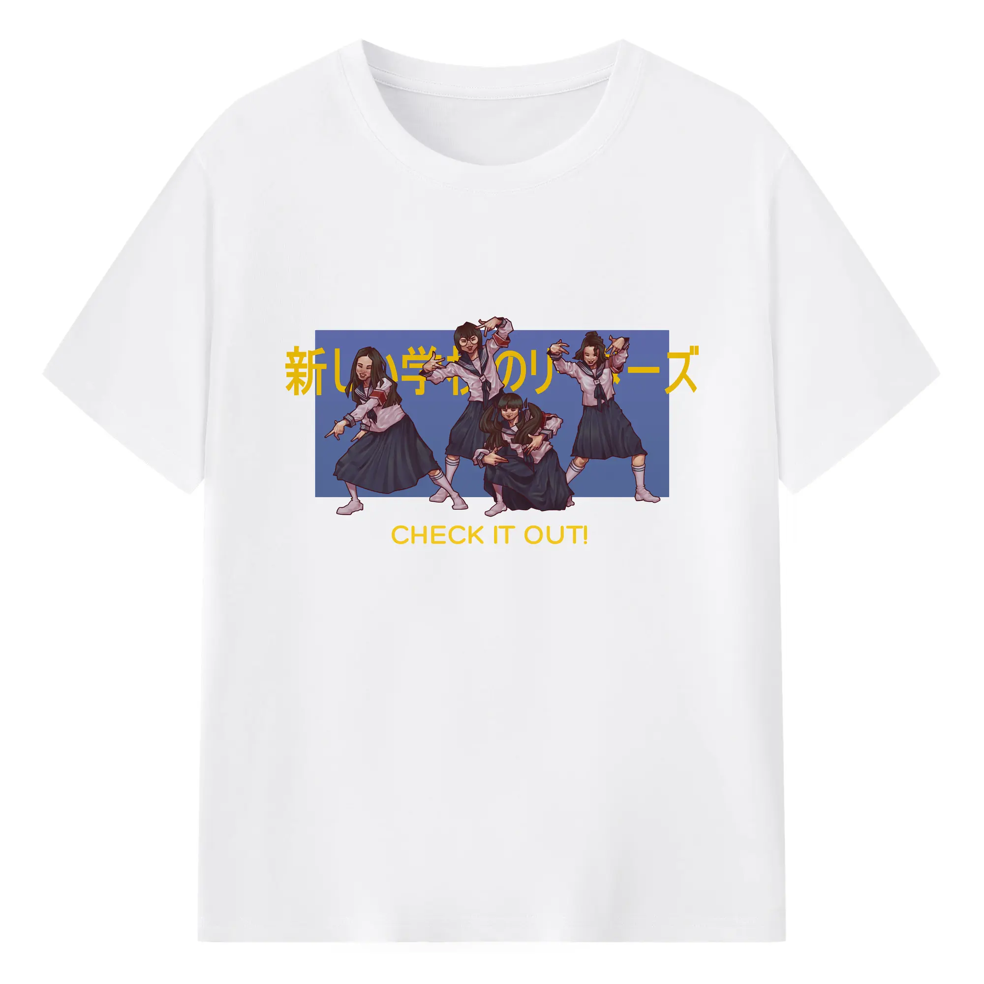 新しい学校のリーダーズAtarashii Gakko! - 綿100％ 半袖Tシャツ ・ フロントプリント ・ 快適 通気性 ・ 日常使い 散歩 スポーツ用