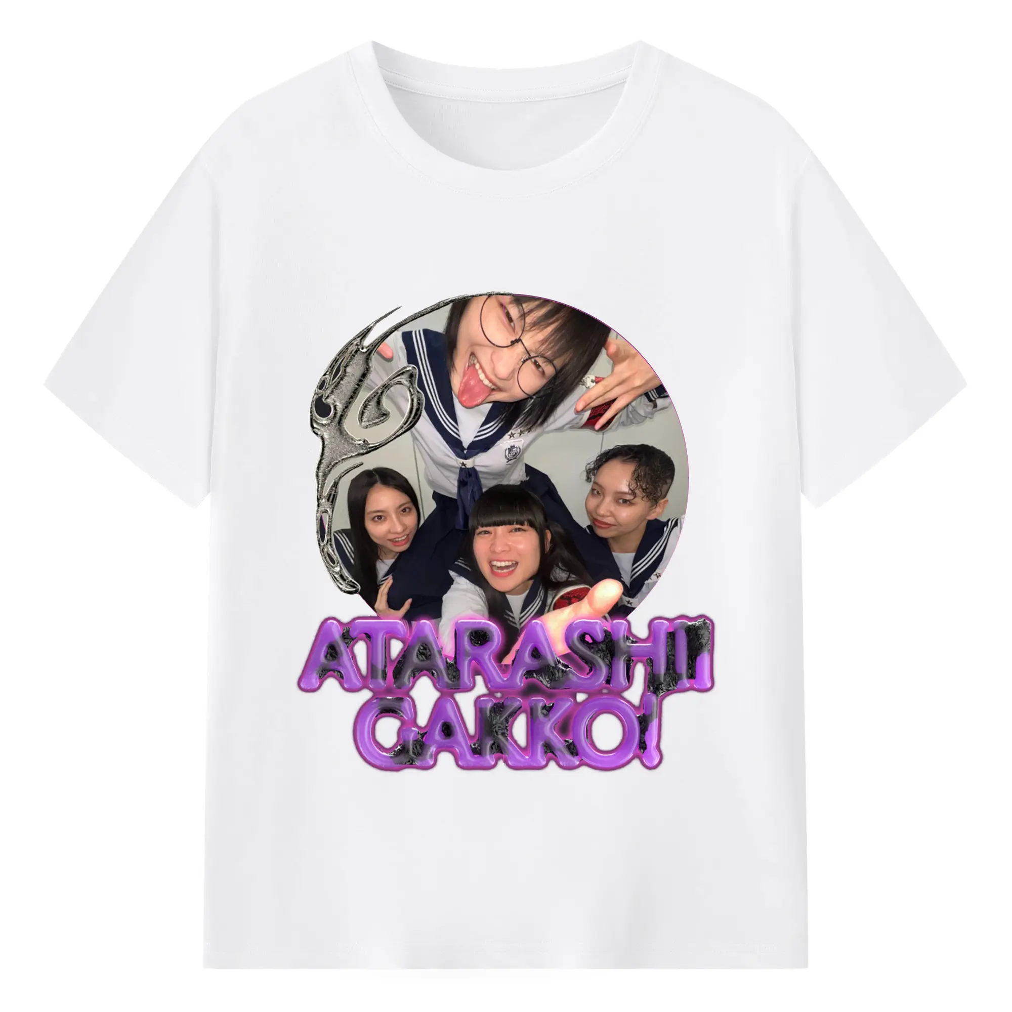新しい学校のリーダーズAtarashii Gakko!宣材写真 - 綿100％ 半袖Tシャツ ・ フロントプリント ・ 快適 通気性 ・ 日常使い 散歩 スポーツ用