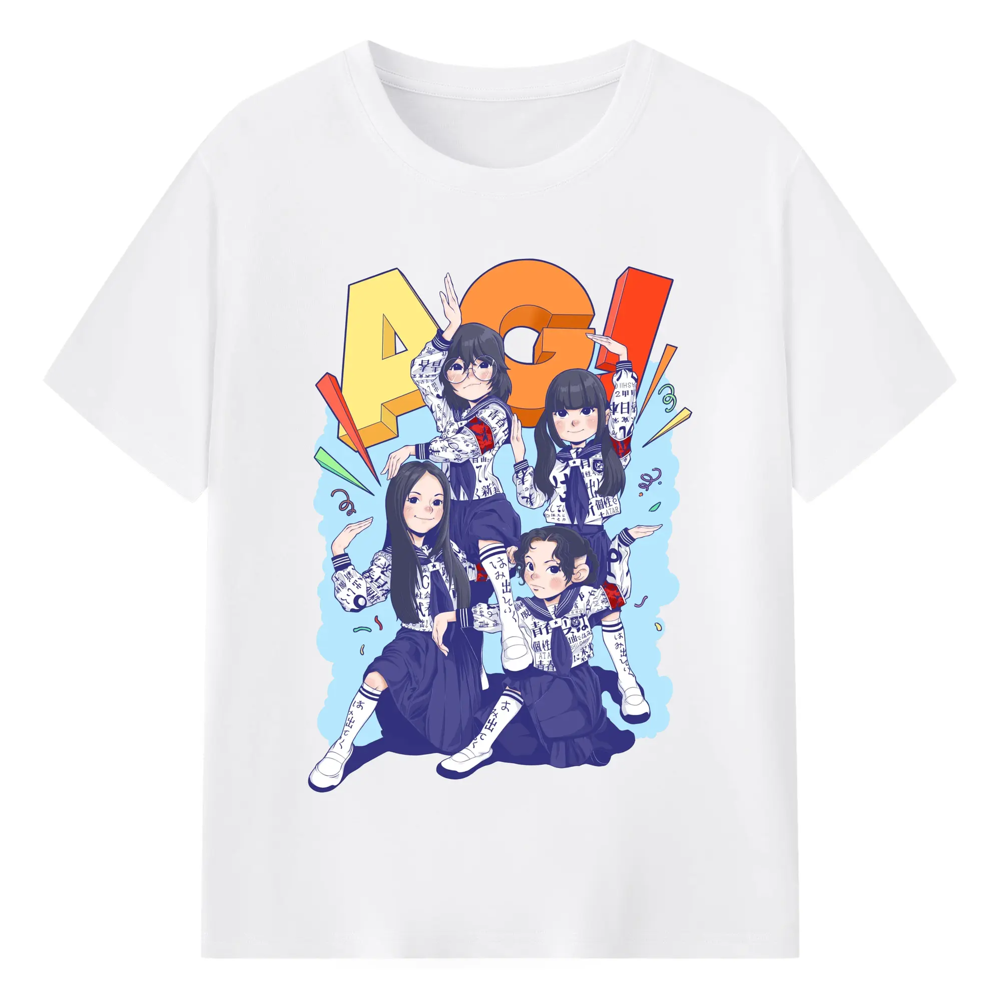 新しい学校のリーダーズAtarashii Gakko!AG! - 綿100％ 半袖Tシャツ ・ フロントプリント ・ 快適 通気性 ・ 日常使い 散歩 スポーツ用