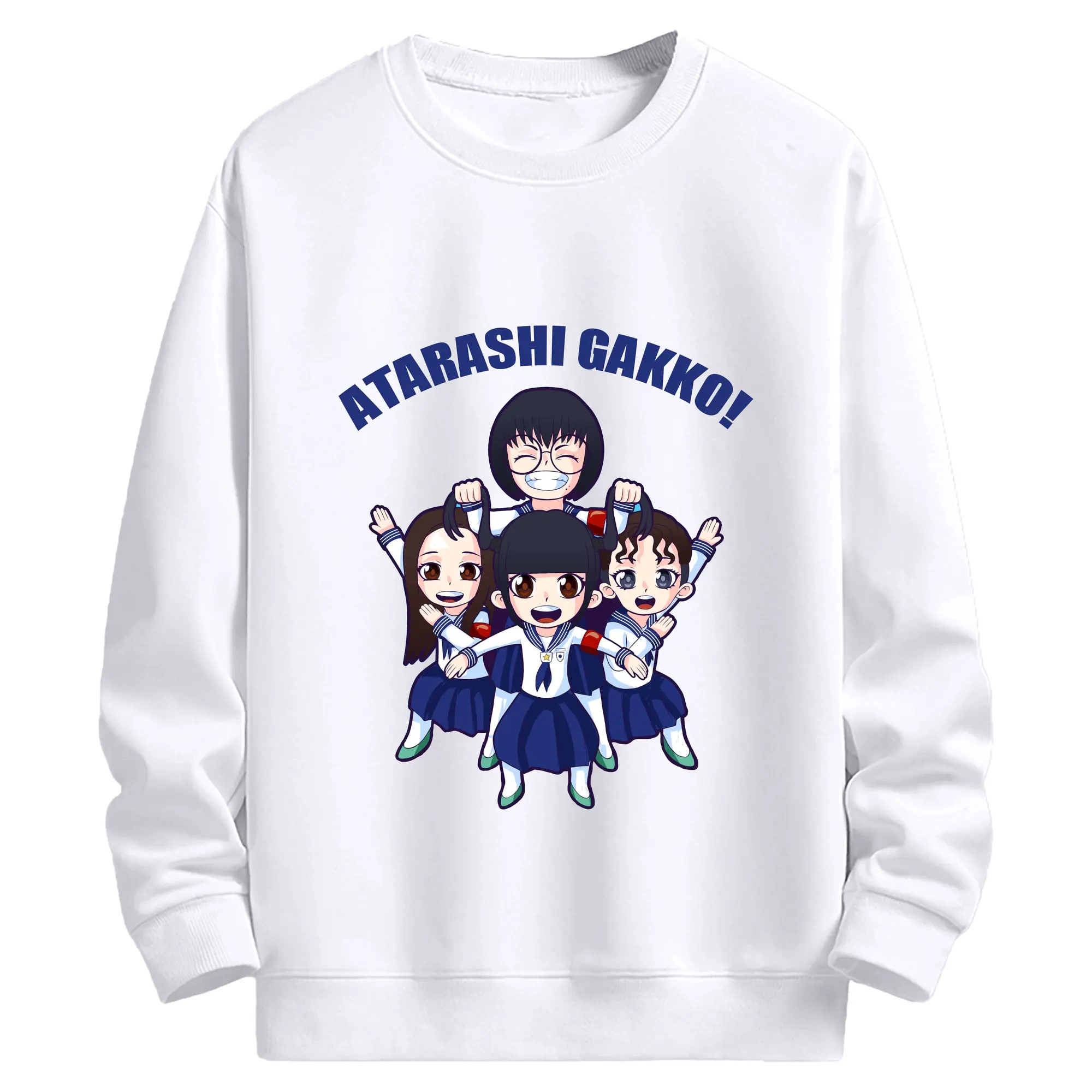 新しい学校のリーダーズAtarashii Gakko!AG!漫画風 - 高品質 クルーネック スウェット ・ コットン59％ ポリエステル41％ ・ ユニセックス 長袖 トレーナー ・ カジュアル デイリー スポーツ 散歩用