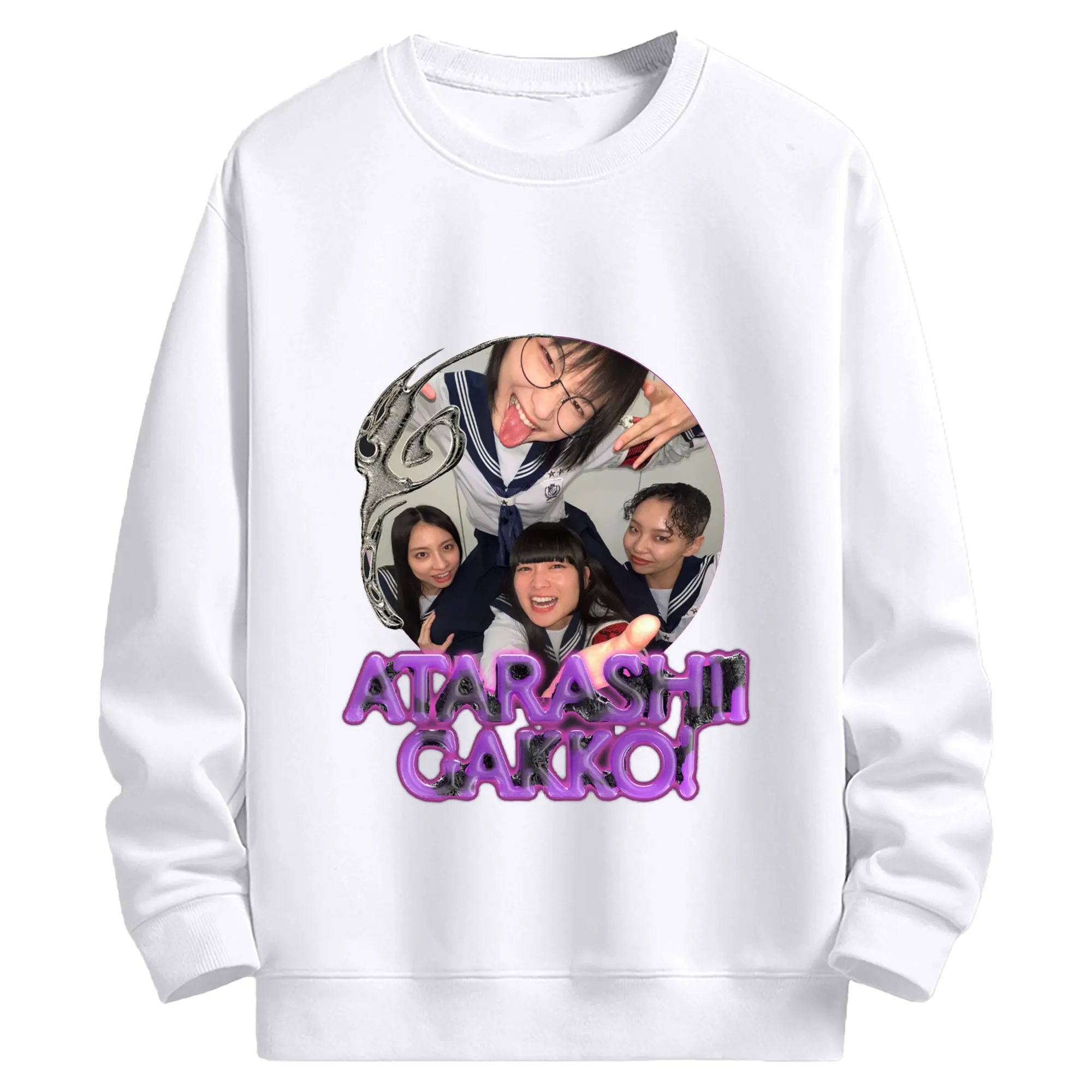 新しい学校のリーダーズAtarashii Gakko!宣材写真 - 高品質 クルーネック スウェット ・ コットン59％ ポリエステル41％ ・ ユニセックス 長袖 トレーナー ・ カジュアル デイリー スポーツ 散歩用