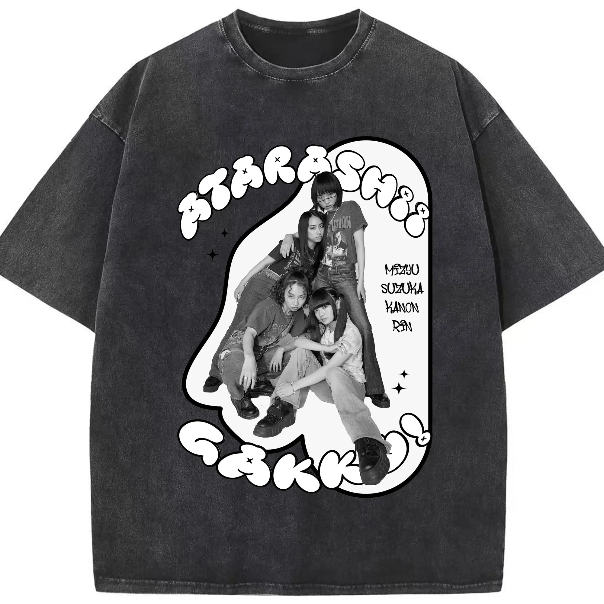 AG!新しい学校のリーダーズAtarashii Gakko! - 綿100％ ヴィンテージ風 半袖Tシャツ ・ フロントプリント ・ 柔らか肌触り ・ 通気性 快適 ・ スポーツ カジュアル 外出用