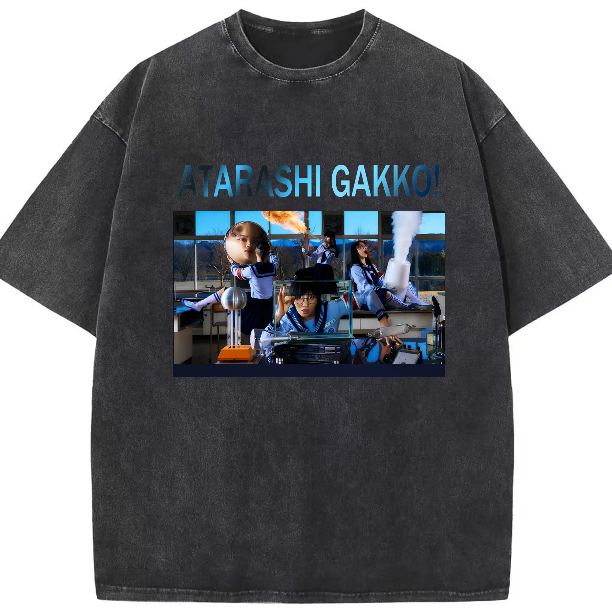 AG!新しい学校のリーダーズAtarashii Gakko!ライブグッズ - 綿100％ ヴィンテージ風 半袖Tシャツ ・ フロントプリント ・ 柔らか肌触り ・ 通気性 快適 ・ スポーツ カジュアル 外出用