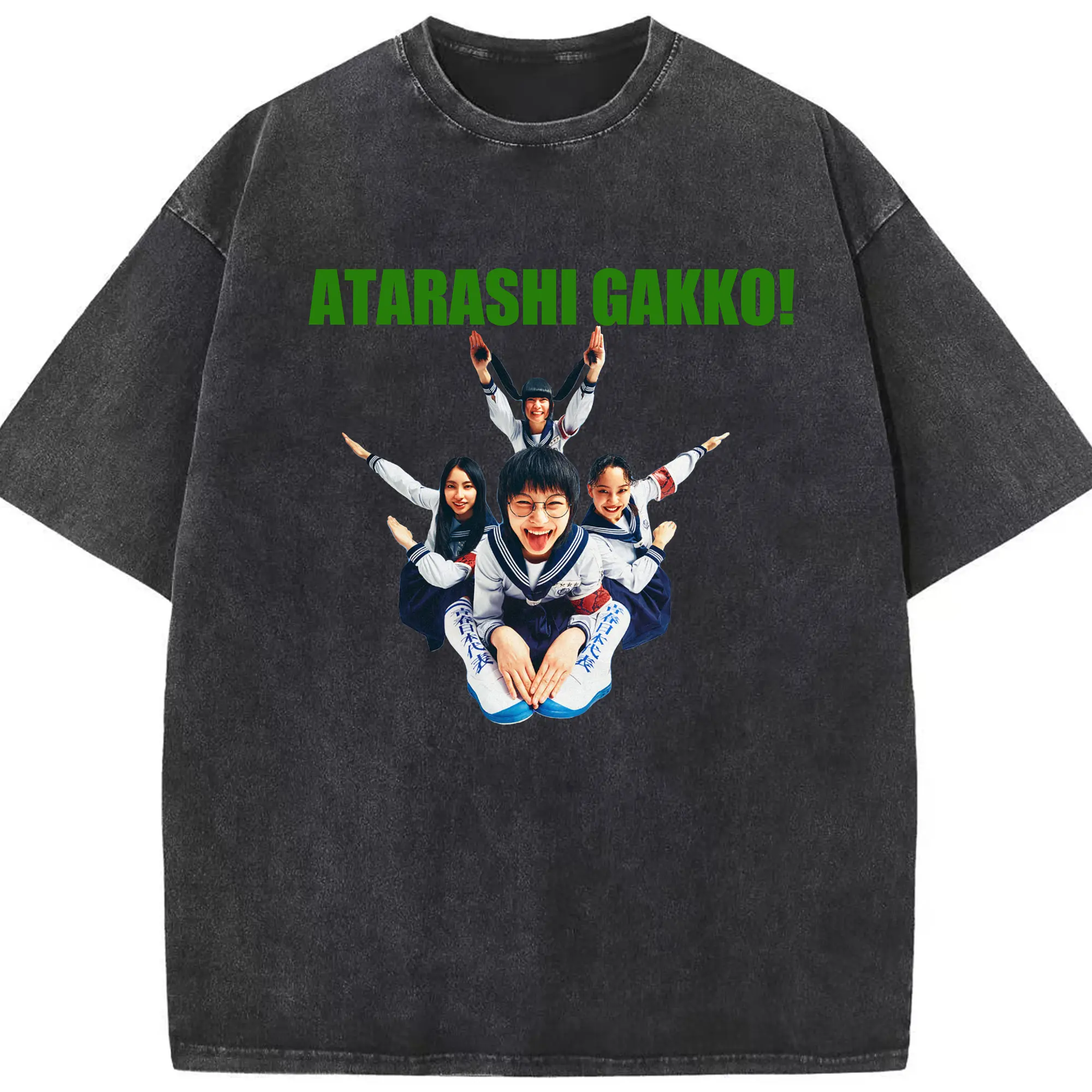 新しい学校のリーダーズAtarashii Gakko!コンサート - 綿100％ ヴィンテージ風 半袖Tシャツ ・ フロントプリント ・ 柔らか肌触り ・ 通気性 快適 ・ スポーツ カジュアル 外出用
