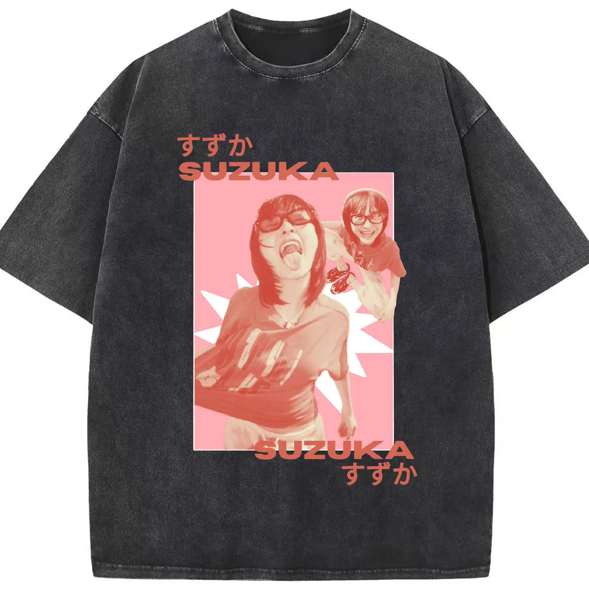 新しい学校のリーダーズAtarashii Gakko!SUZUKA - 綿100％ ヴィンテージ風 半袖Tシャツ ・ フロントプリント ・ 柔らか肌触り ・ 通気性 快適 ・ スポーツ カジュアル 外出用