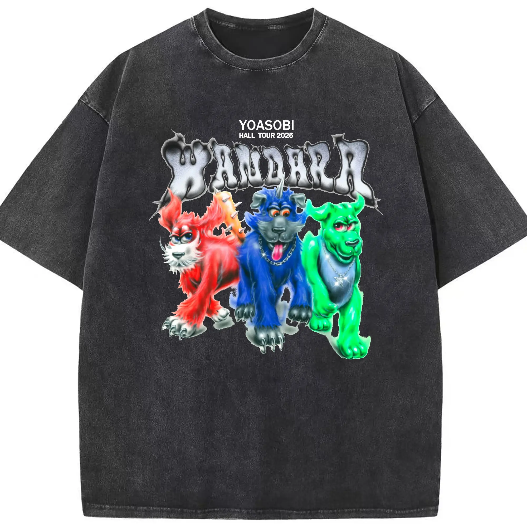 YOASOBI HALL TOUR 2025 WANDARA - 綿100％ ヴィンテージ風 半袖Tシャツ ・ フロントプリント ・ 柔らか肌触り ・ 通気性 快適 ・ スポーツ カジュアル 外出用