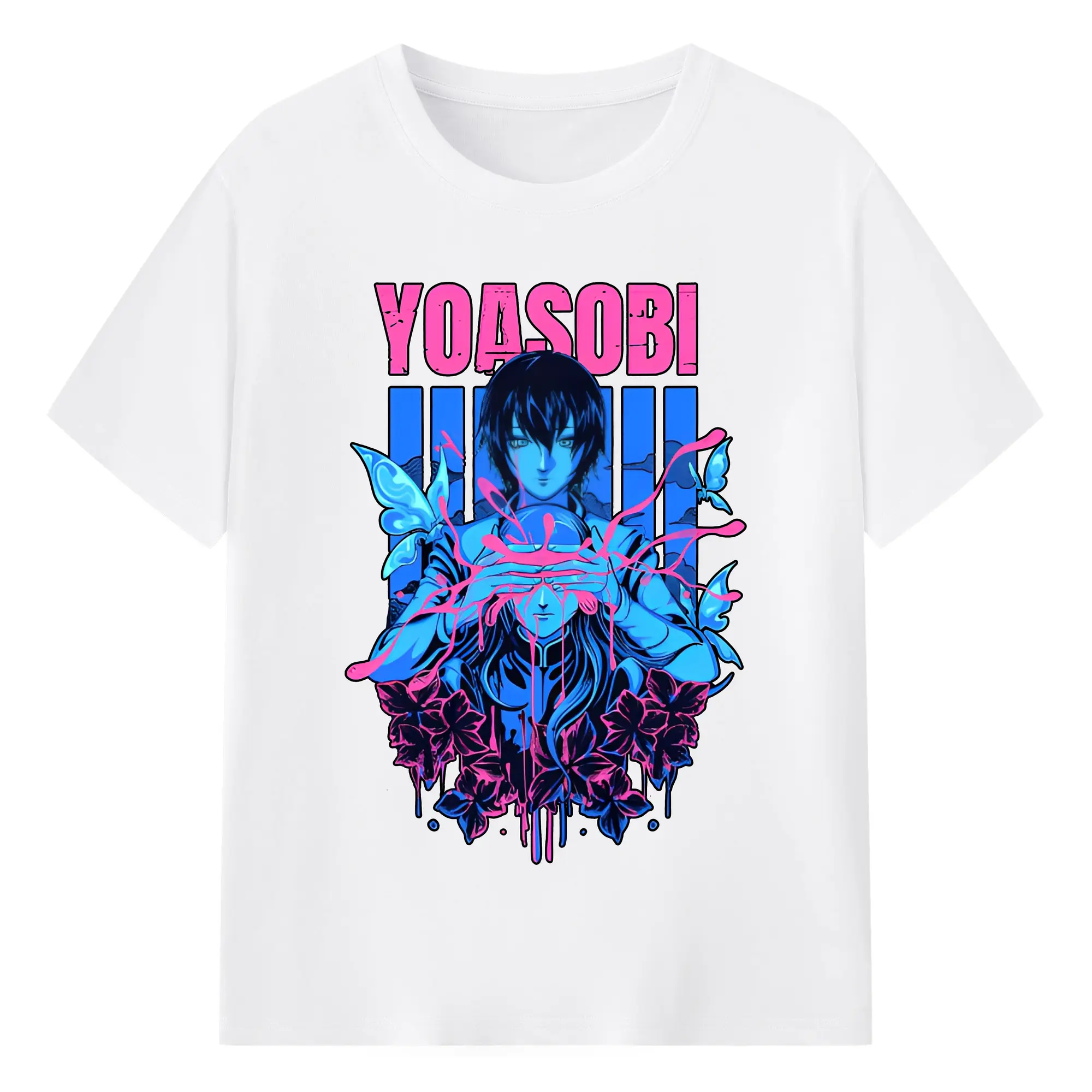 ヨアソビYOASOBI 夜に駆ける - 綿100％ 半袖Tシャツ ・ フロントプリント ・ 快適 通気性 ・ 日常使い 散歩 スポーツ用