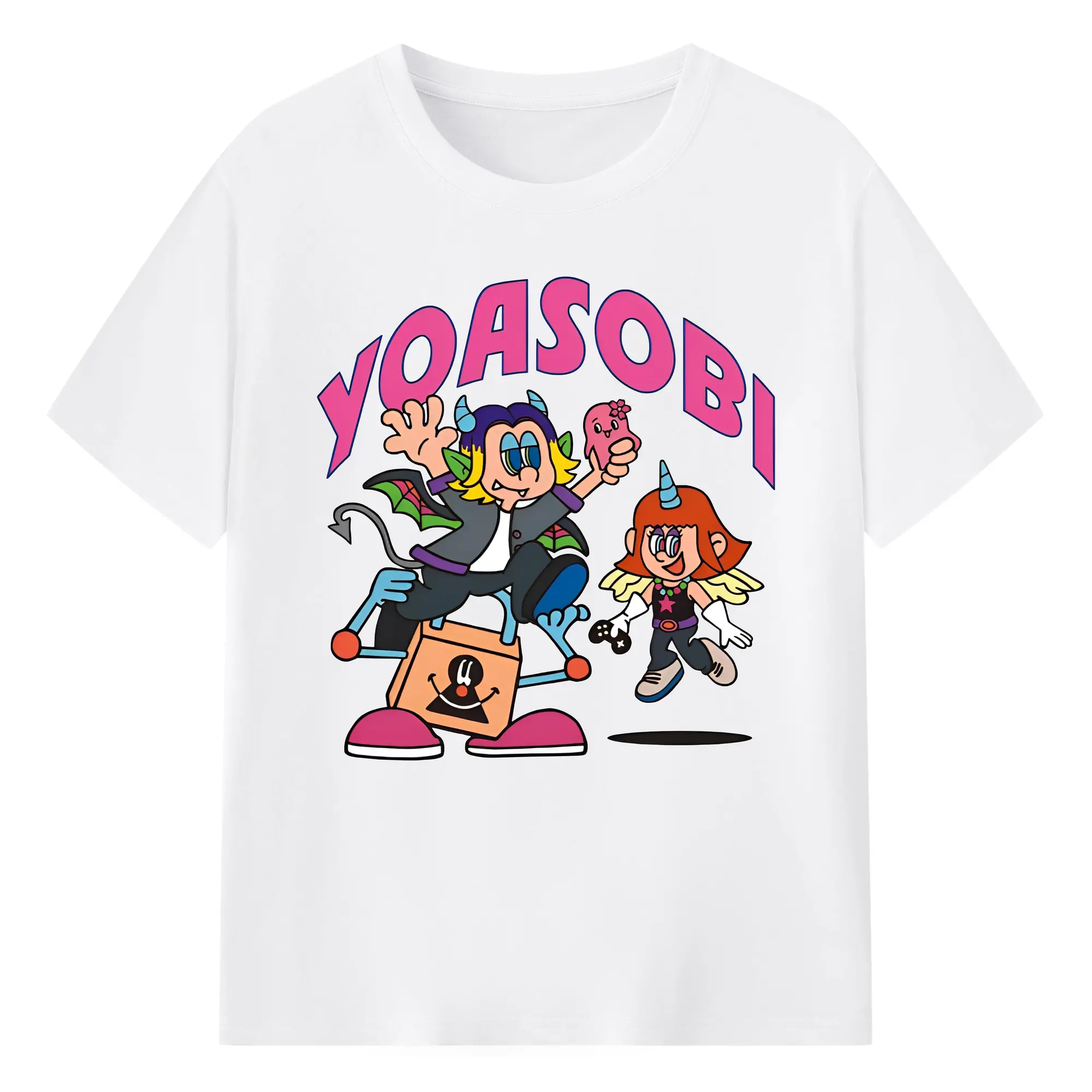 ヨアソビYOASOBI限定 - 綿100％ 半袖Tシャツ ・ フロントプリント ・ 快適 通気性 ・ 日常使い 散歩 スポーツ用