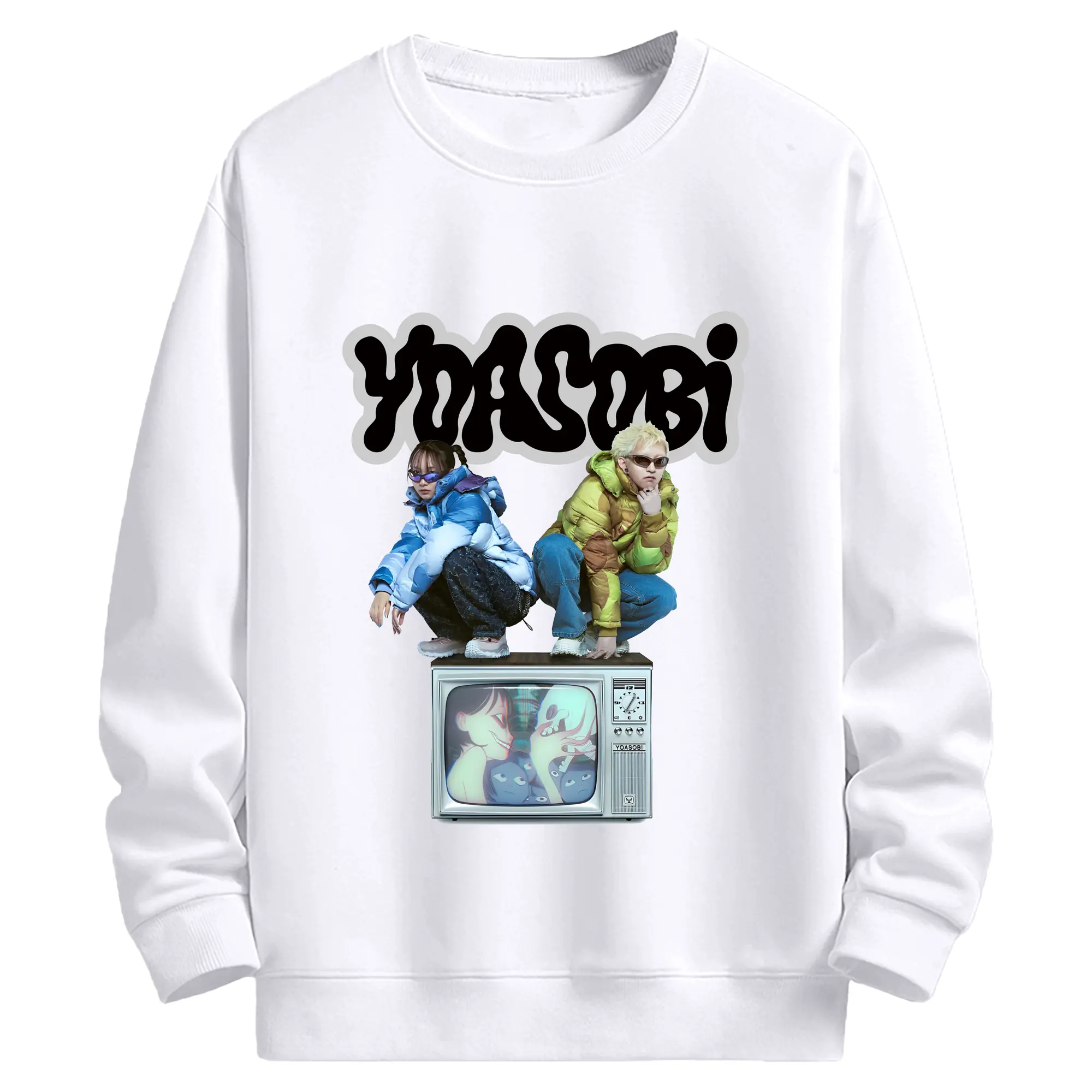ヨアソビYOASOBI バンドポスター - 高品質 クルーネック スウェット ・ コットン59％ ポリエステル41％ ・ ユニセックス 長袖 トレーナー ・ カジュアル デイリー スポーツ 散歩用