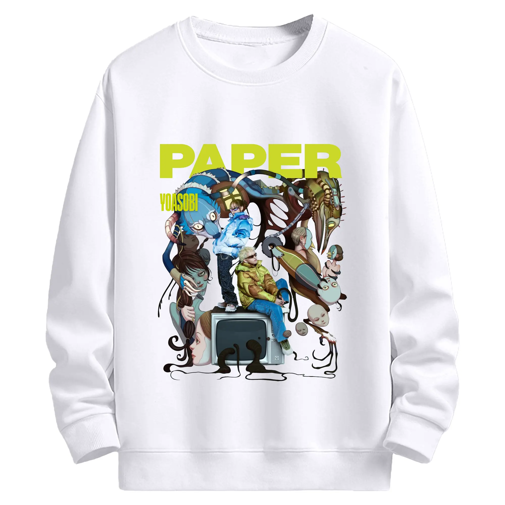 ヨアソビYOASOBIバンドポスター - 高品質 クルーネック スウェット ・ コットン59％ ポリエステル41％ ・ ユニセックス 長袖 トレーナー ・ カジュアル デイリー スポーツ 散歩用