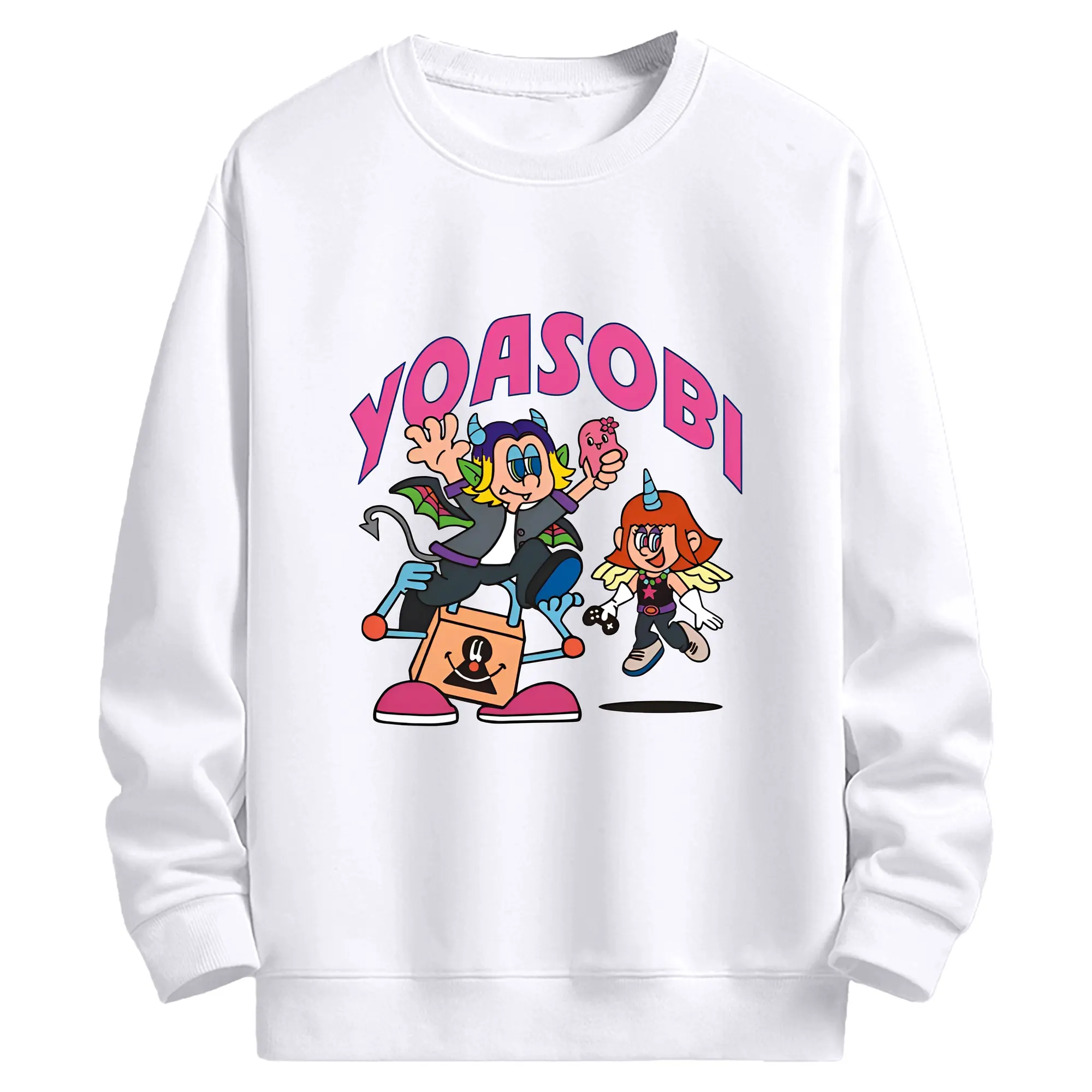 ヨアソビYOASOBI限定 - 高品質 クルーネック スウェット ・ コットン59％ ポリエステル41％ ・ ユニセックス 長袖 トレーナー ・ カジュアル デイリー スポーツ 散歩用