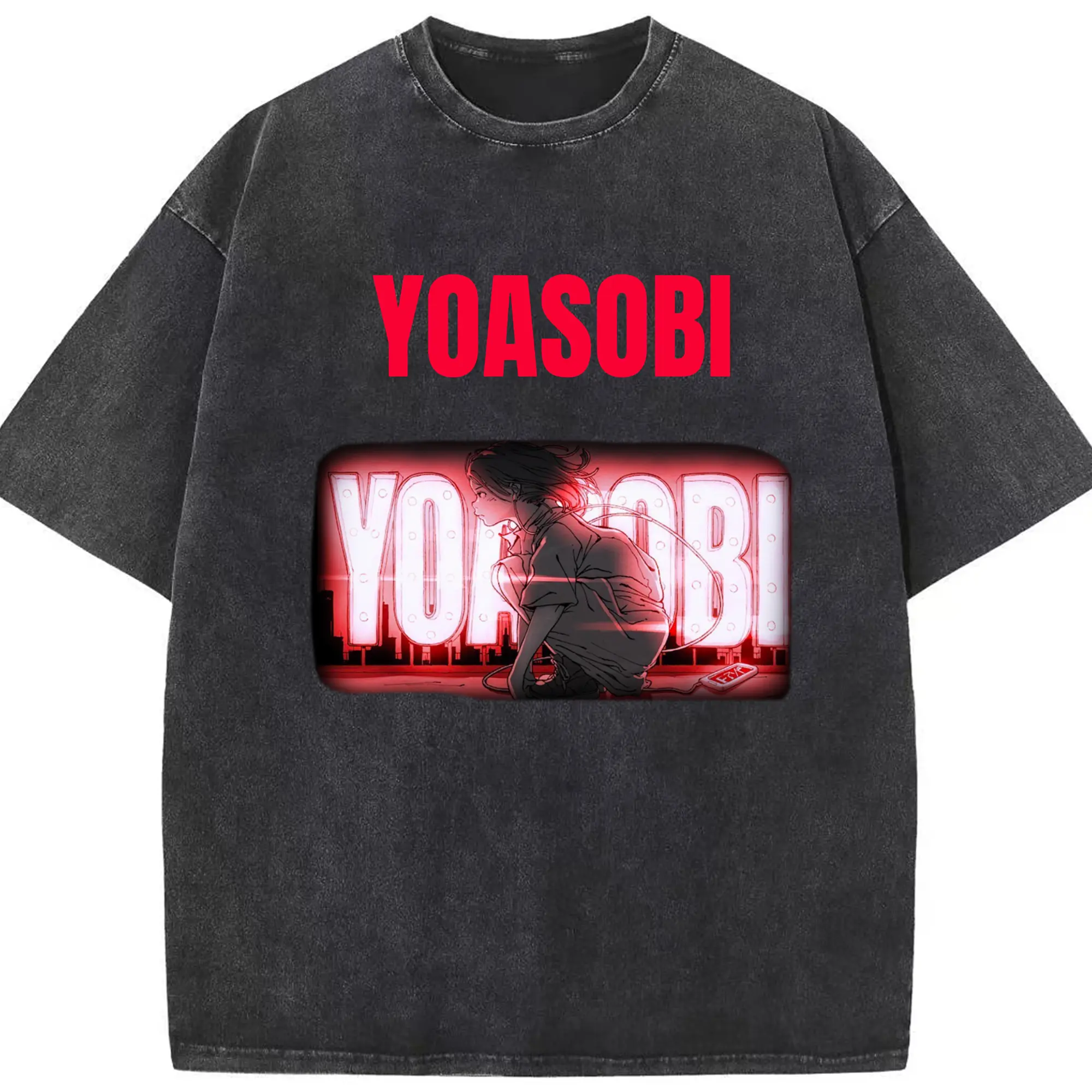 ヨアソビYOASOBIコンサート - 綿100％ ヴィンテージ風 半袖Tシャツ ・ フロントプリント ・ 柔らか肌触り ・ 通気性 快適 ・ スポーツ カジュアル 外出用