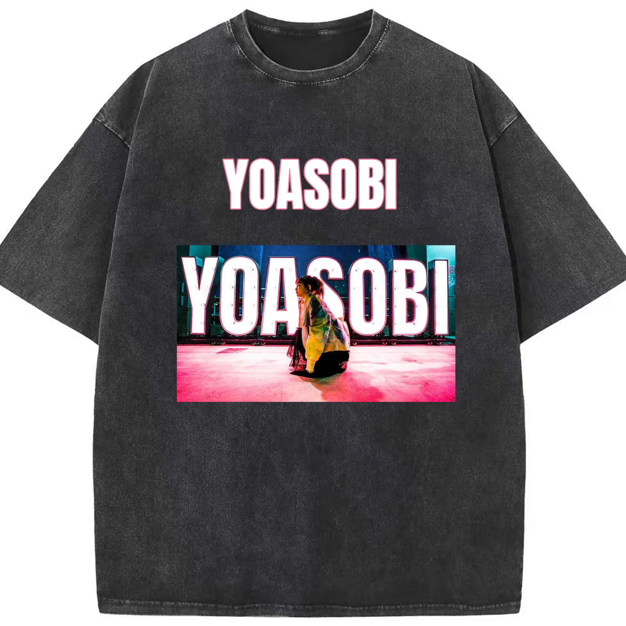 ヨアソビYOASOBIコンサート - 綿100％ ヴィンテージ風 半袖Tシャツ ・ フロントプリント ・ 柔らか肌触り ・ 通気性 快適 ・ スポーツ カジュアル 外出用