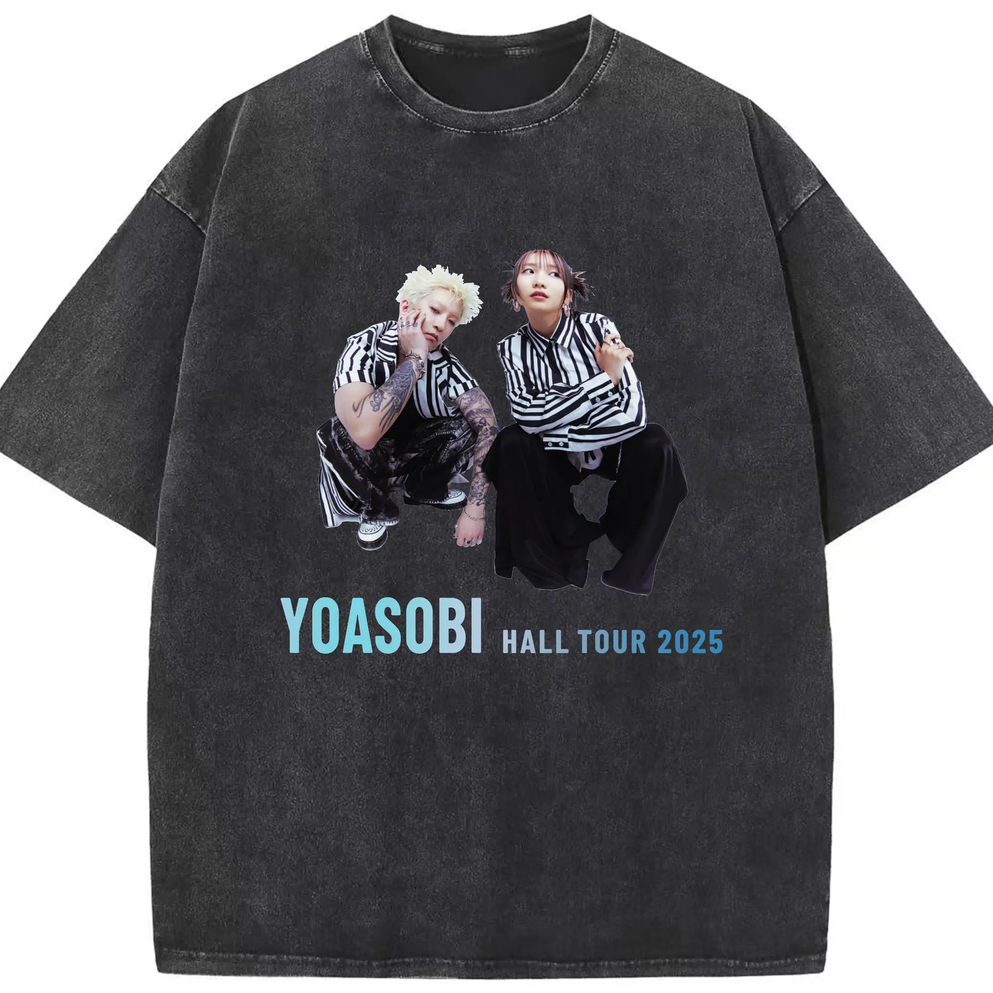 ヨアソビYOASOBI Ayase ikura - 綿100％ ヴィンテージ風 半袖Tシャツ ・ フロントプリント ・ 柔らか肌触り ・ 通気性 快適 ・ スポーツ カジュアル 外出用