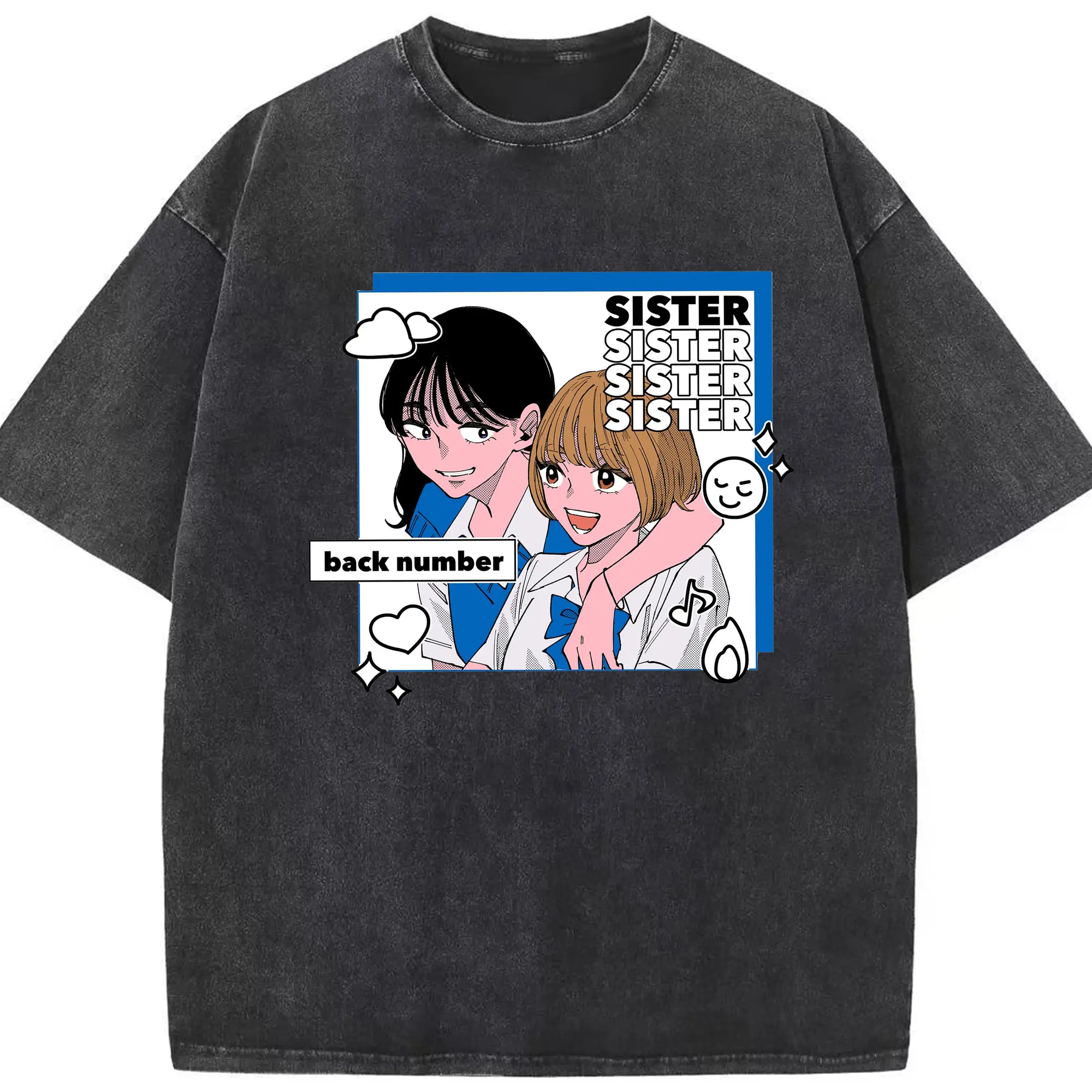 『霧尾ファンクラブ』× back numberコラボグッズ - 綿100％ ヴィンテージ風 半袖Tシャツ ・ フロントプリント ・ 柔らか肌触り ・ 通気性 快適 ・ スポーツ カジュアル 外出用