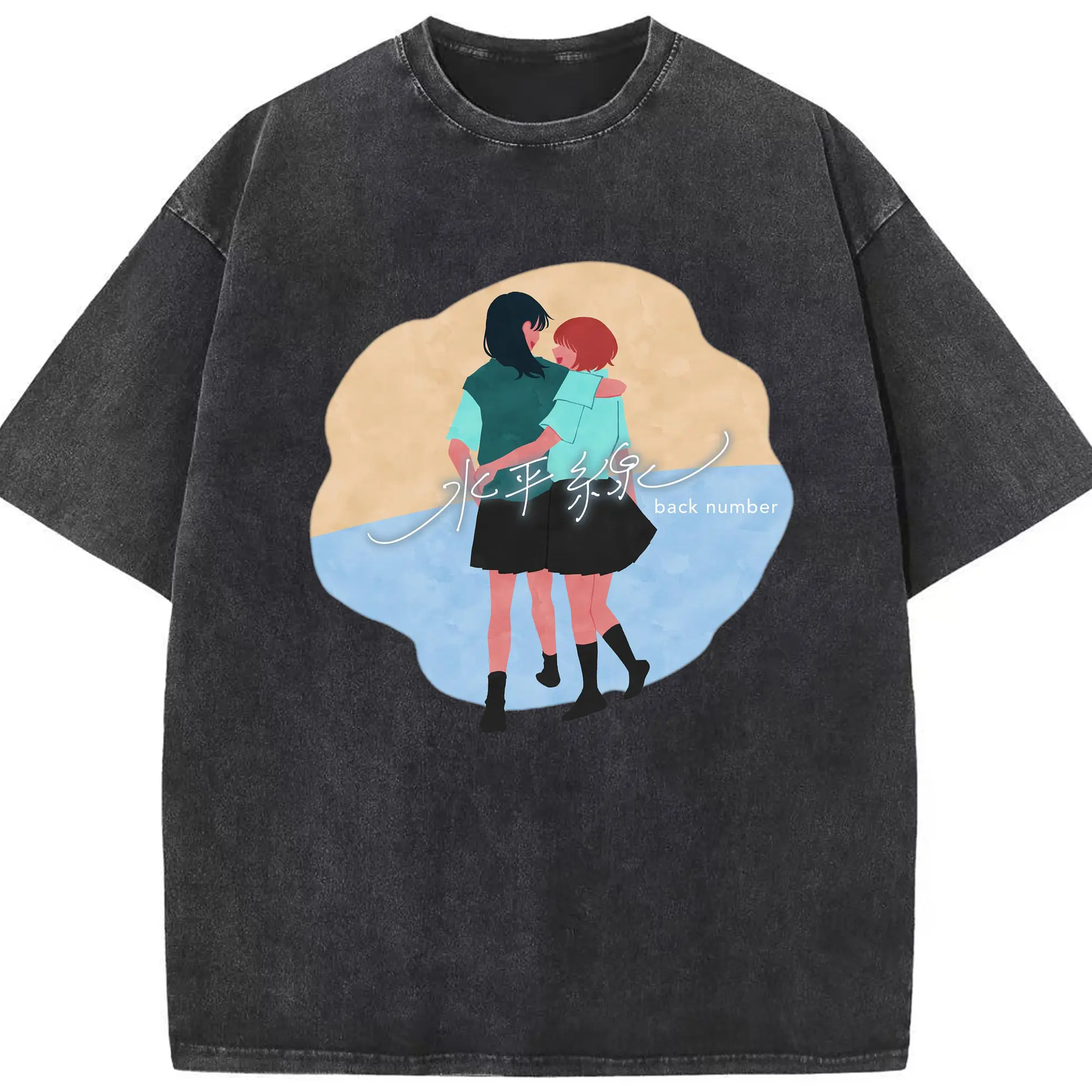 『霧尾ファンクラブ』× back numberコラボグッズ - 綿100％ ヴィンテージ風 半袖Tシャツ ・ フロントプリント ・ 柔らか肌触り ・ 通気性 快適 ・ スポーツ カジュアル 外出用