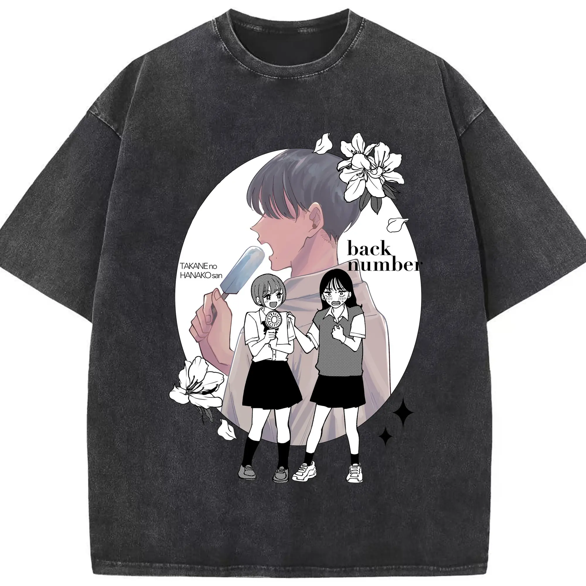 『霧尾ファンクラブ』× back numberコラボグッズ - 綿100％ ヴィンテージ風 半袖Tシャツ ・ フロントプリント ・ 柔らか肌触り ・ 通気性 快適 ・ スポーツ カジュアル 外出用