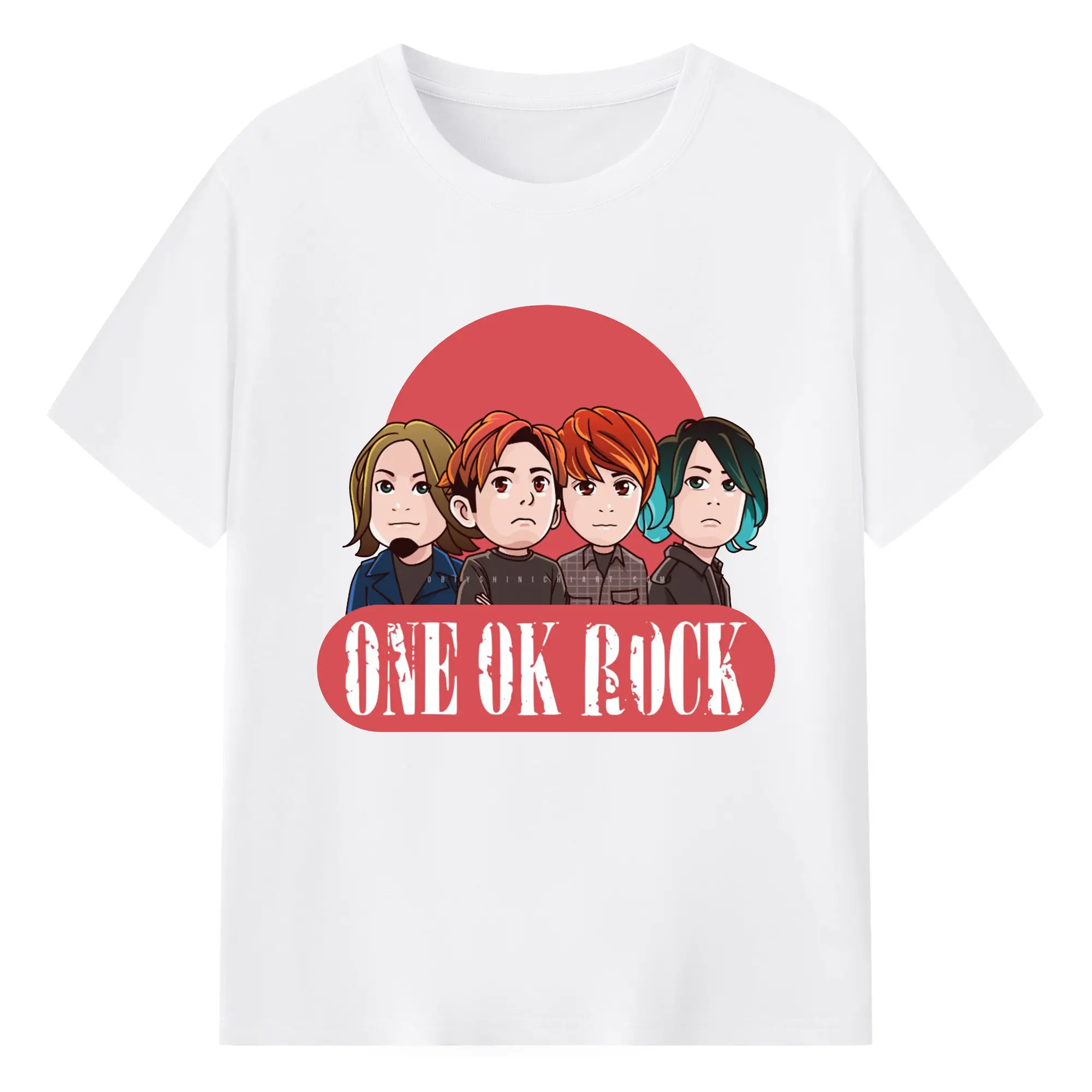 ワンオクロックカートゥーン - 綿100％ 半袖Tシャツ ・ フロントプリント ・ 快適 通気性 ・ 日常使い 散歩 スポーツ用