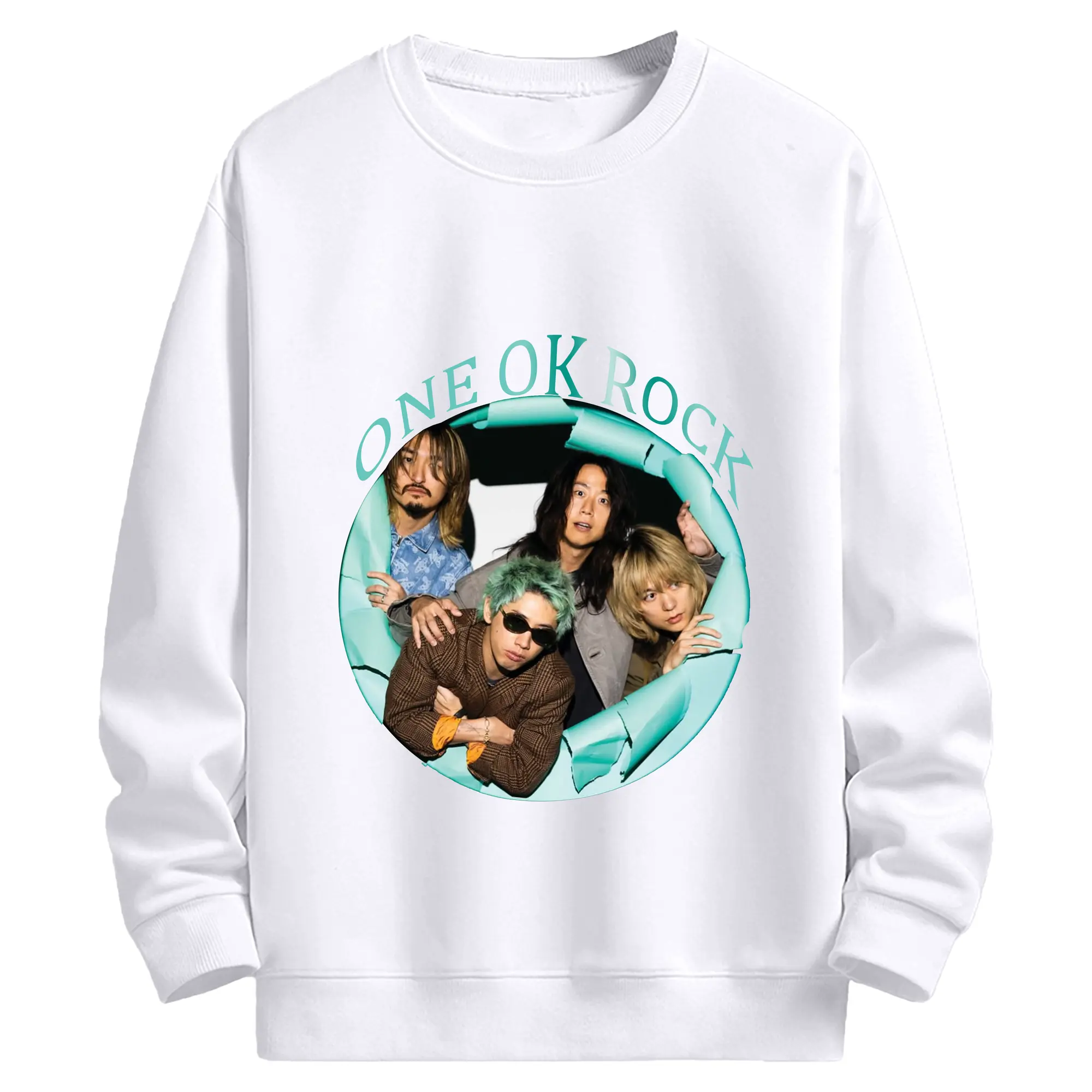 ワンオクロック応援 - 高品質 クルーネック スウェット ・ コットン59％ ポリエステル41％ ・ ユニセックス 長袖 トレーナー ・ カジュアル デイリー スポーツ 散歩用