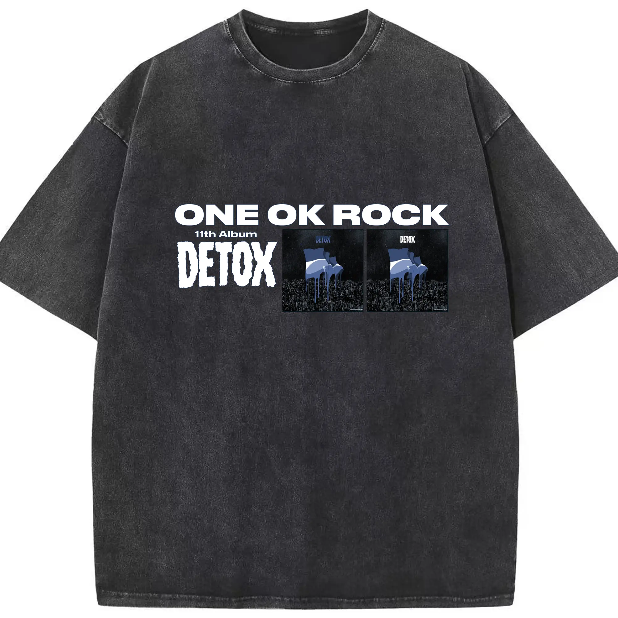 ONE OK ROCK 11th Album 「DETOX」 - 綿100％ ヴィンテージ風 半袖Tシャツ ・ フロントプリント ・ 柔らか肌触り ・ 通気性 快適 ・ スポーツ カジュアル 外出用